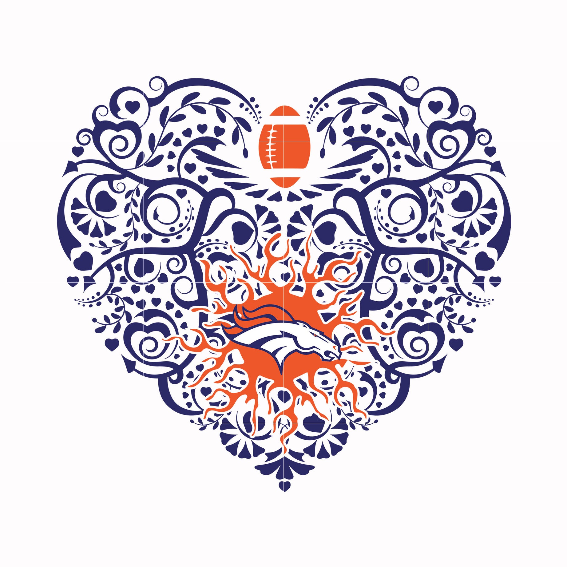 Denver Broncos Heart svg, Sport svg, Nfl svg, png, dxf, eps digital file NFL2012209L