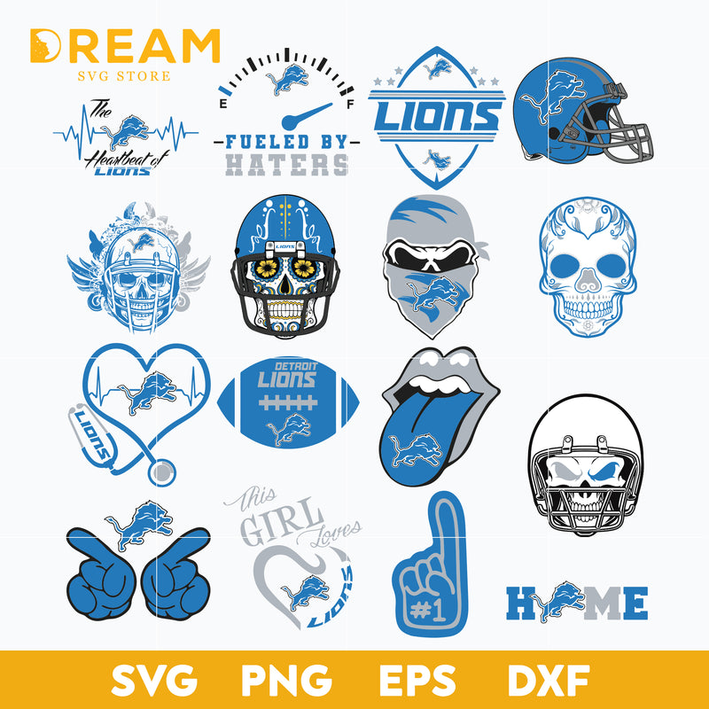 Detroit Lions Bundle svg, Lions svg, Sport svg, Nfl svg, png, dxf, eps