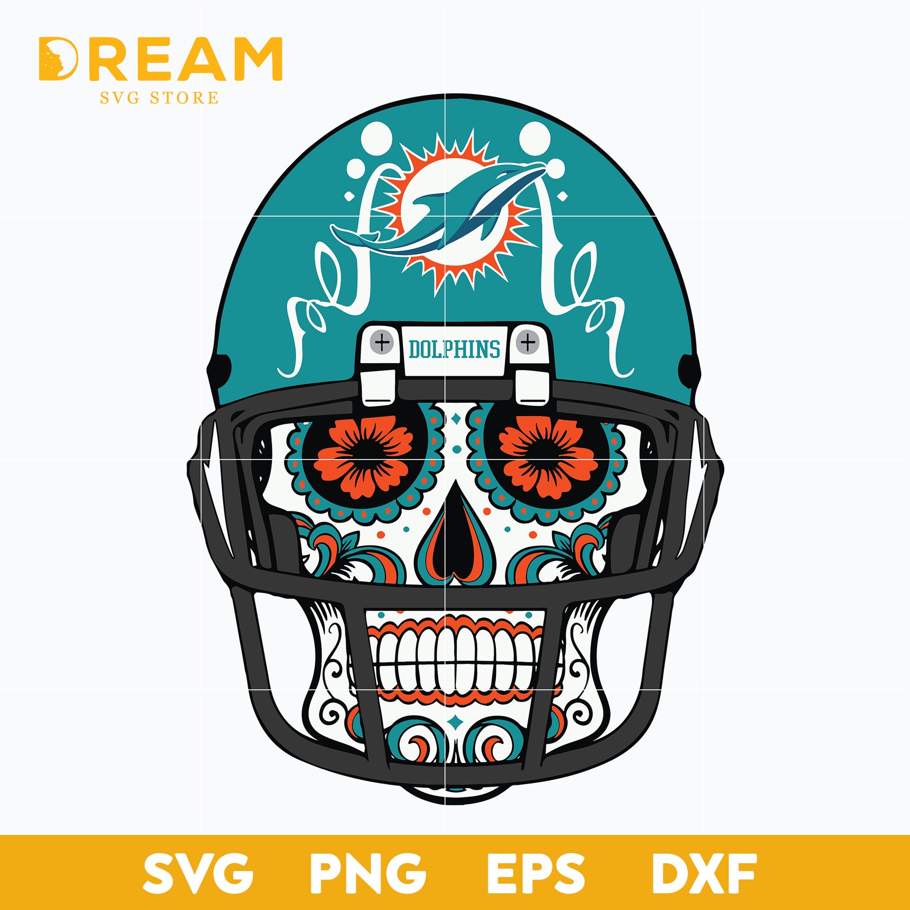 Miami Dolphins skull svg, Dolphins skull svg, Nfl svg, png, dxf, eps digital file NFL27102011L