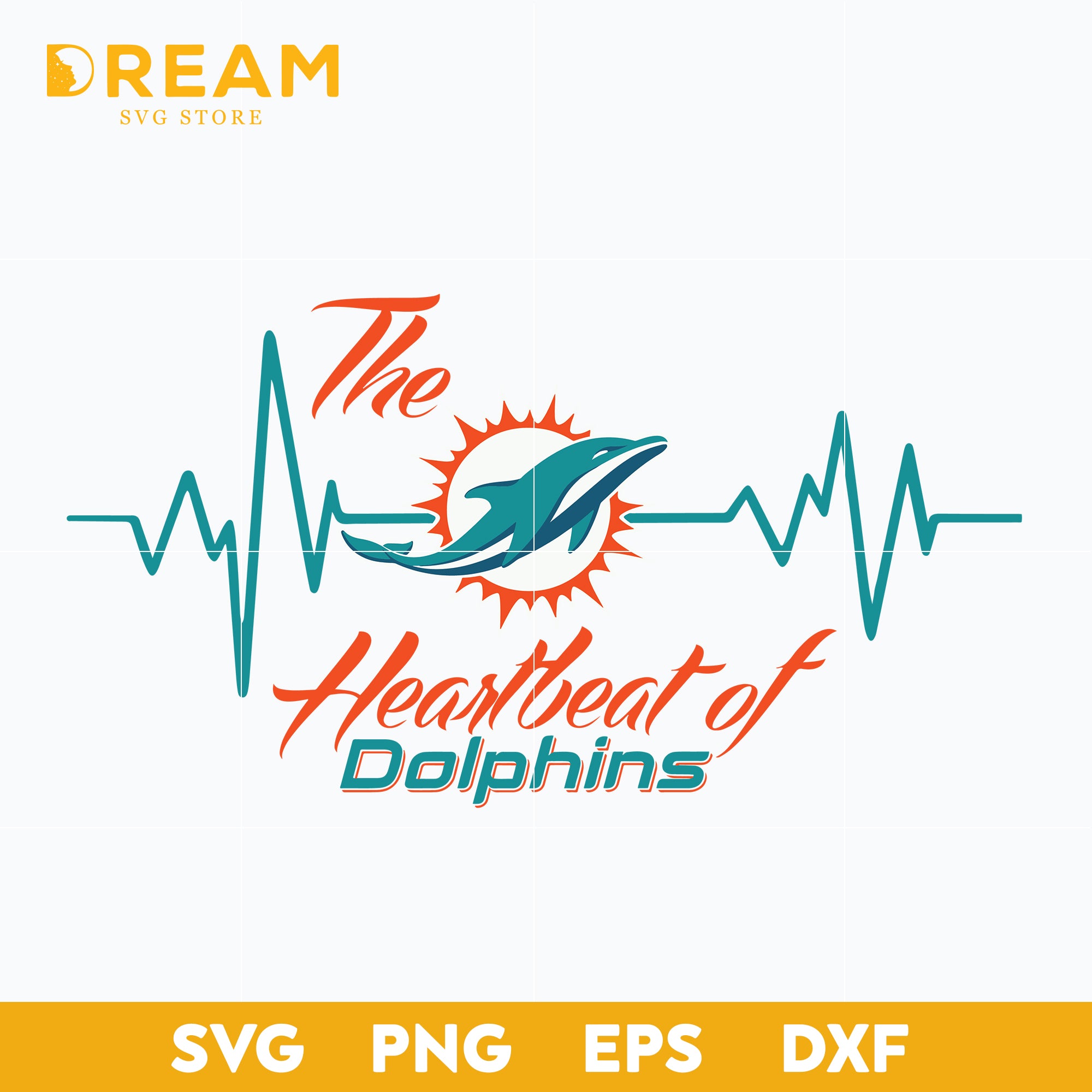 The heartbeat of dolphins svg, Miami Dolphins svg, Dolphins svg, Nfl s ...