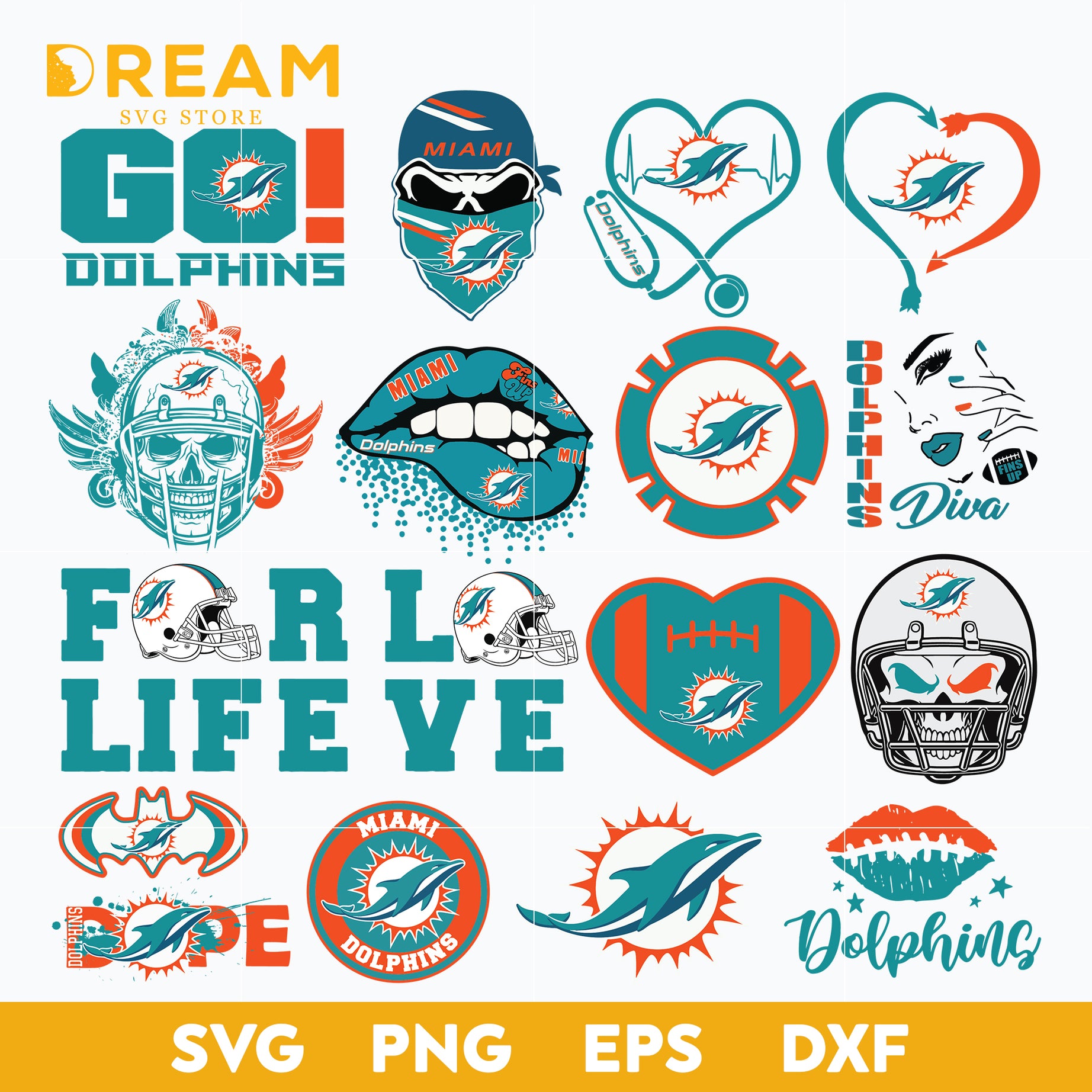 Miami Dolphins bundle svg, Dolphins bundle svg, Nfl svg, png, dxf, eps digital file NFL27102037L