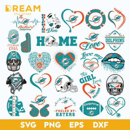 Miami Dolphins bundle svg, Dolphins bundle svg, Nfl svg, png, dxf, eps digital file NFL27102039L
