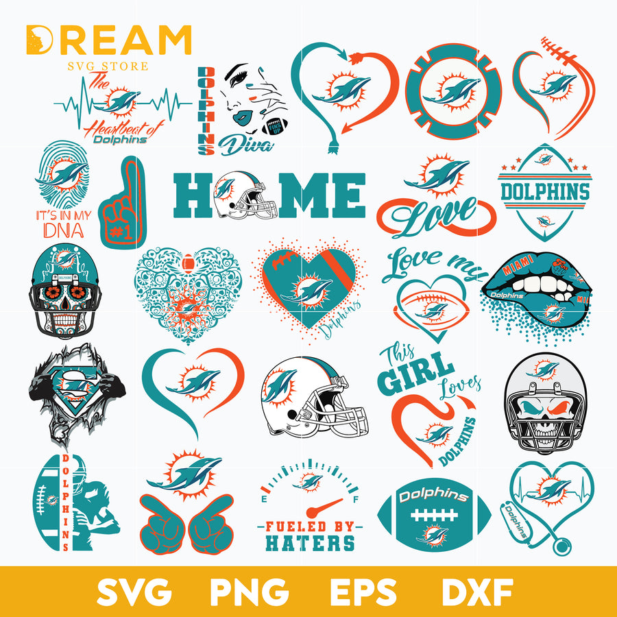 Miami Dolphins bundle svg, Dolphins bundle svg, Nfl svg, png, dxf, eps digital file NFL27102039L