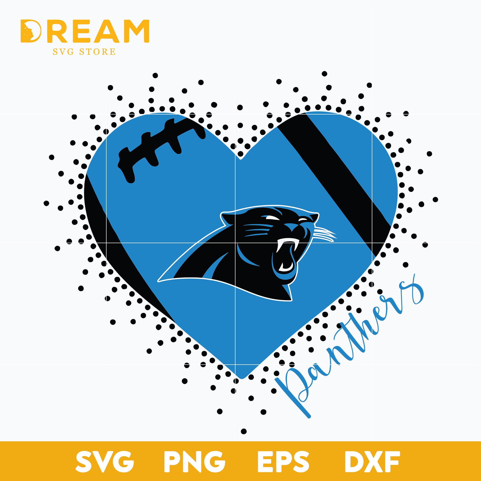 Carolina Panthers Heart Svg, Panthers Heart Svg, Nfl Svg, Png, Dxf, Ep 