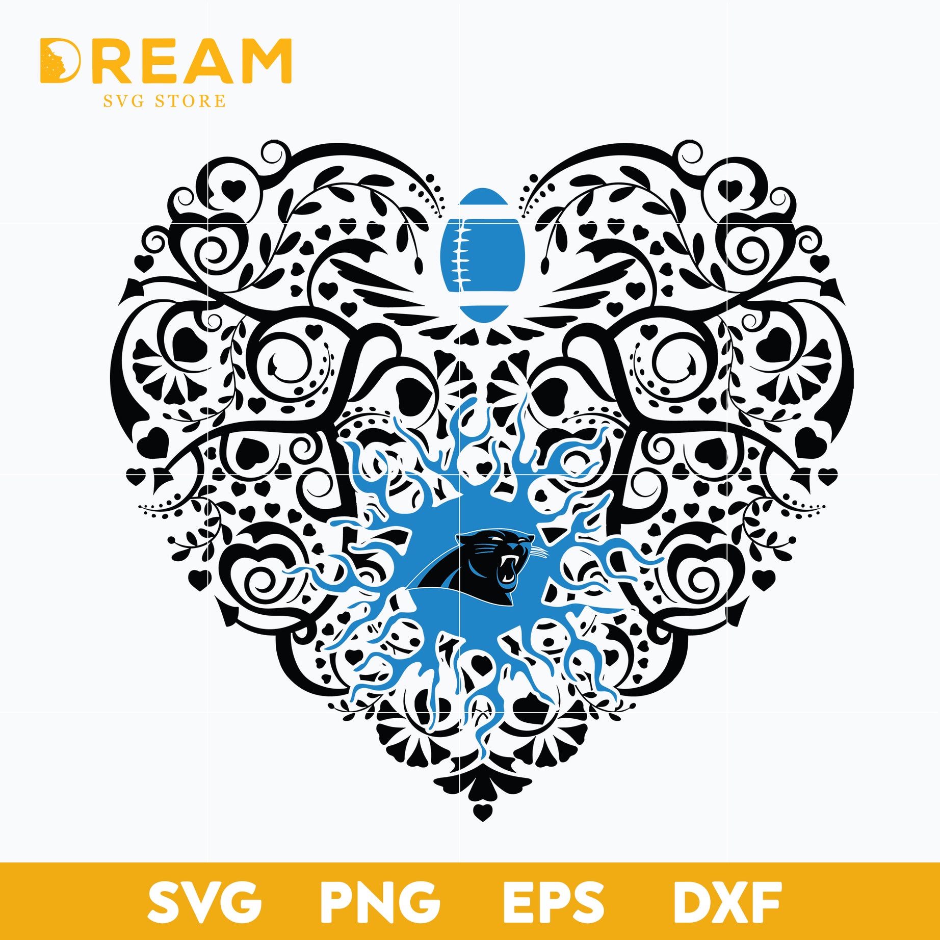 Carolina Panthers heart svg, Panthers heart svg, Nfl svg, png, dxf, eps digital file NFL30102012L
