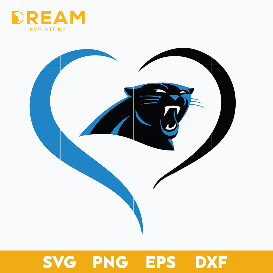 Carolina Panthers heart svg, Panthers heart svg, Nfl svg, png, dxf, eps digital file NFL30102015L