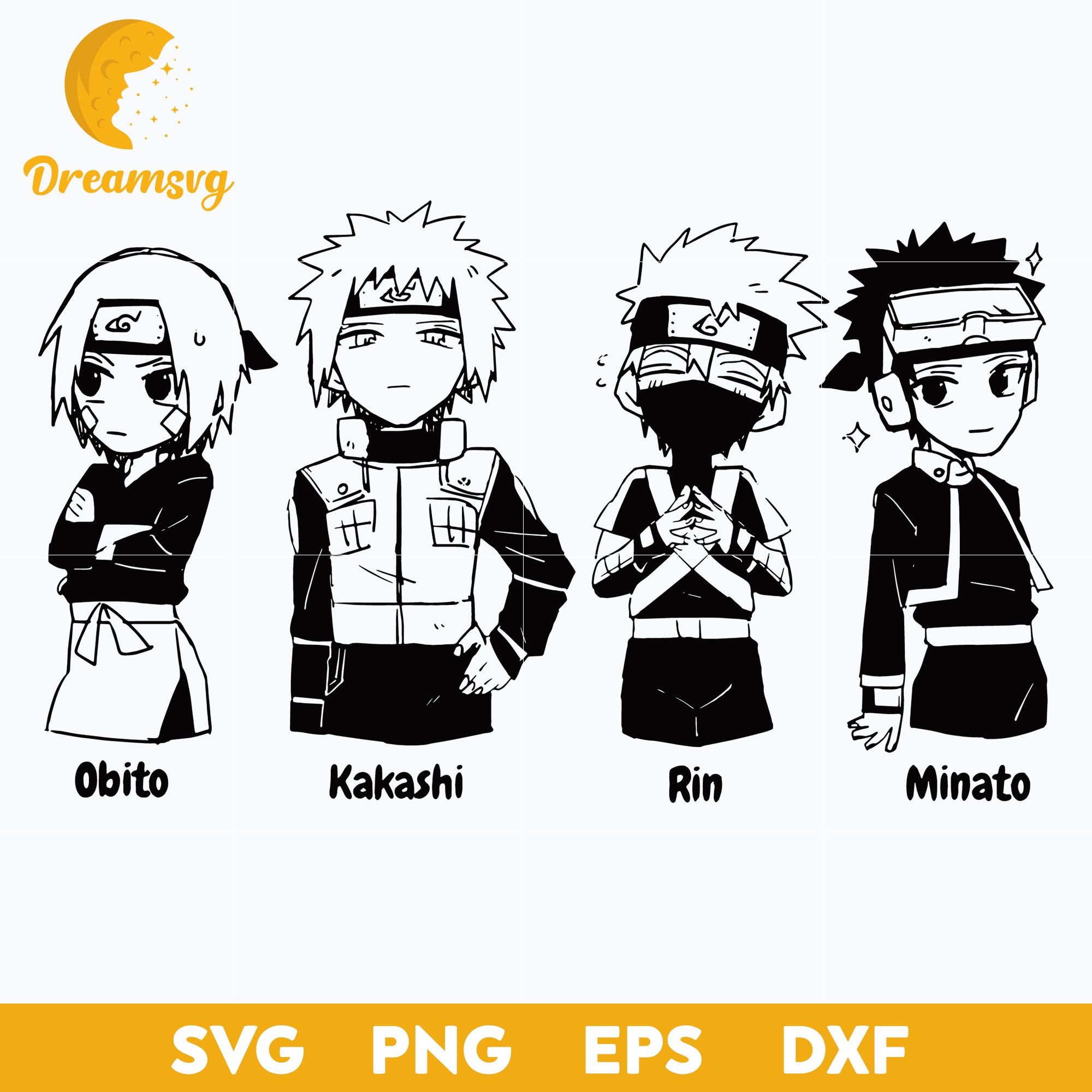 Naruto Svg, Uchiha Obito Svg, Hatake Kakashi Svg, Rin Svg, Minato Svg, Anime Svg, Obito Svg, Anime Svg, png, eps, dxf digital download.