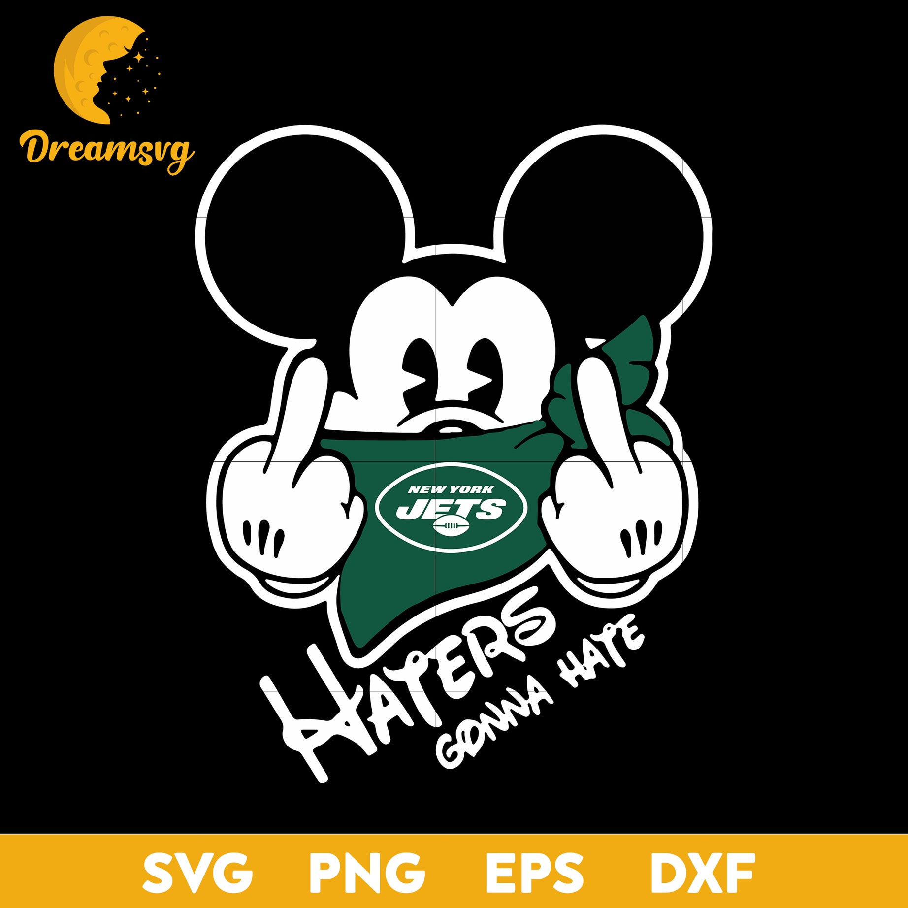 New York Jets, Mickey, Haters Gonna Hate Svg, Nfl Svg, Png, Dxf, Eps Digital File.