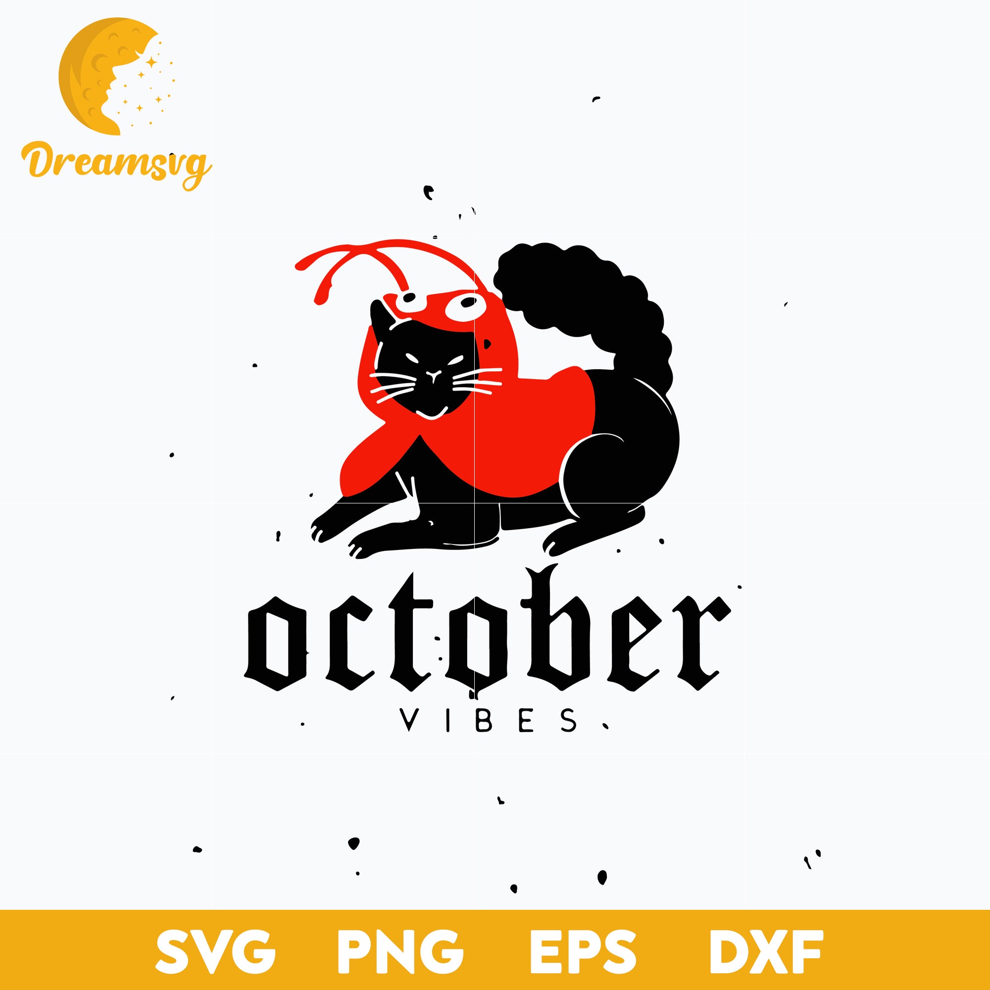 October Vibes Cat Costume Lobster Halloween svg, Halloween svg, png, dxf, eps digital file.