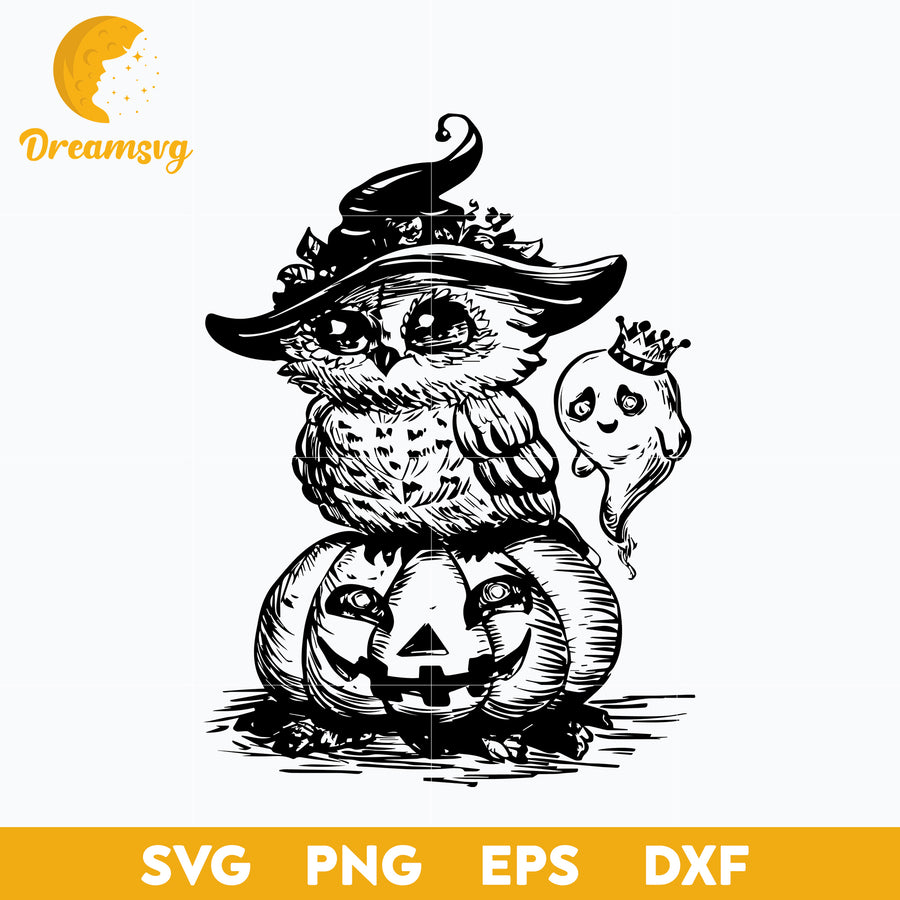 Owl Boo Pumpkin Halloween svg, Halloween svg, png, dxf, eps digital file.