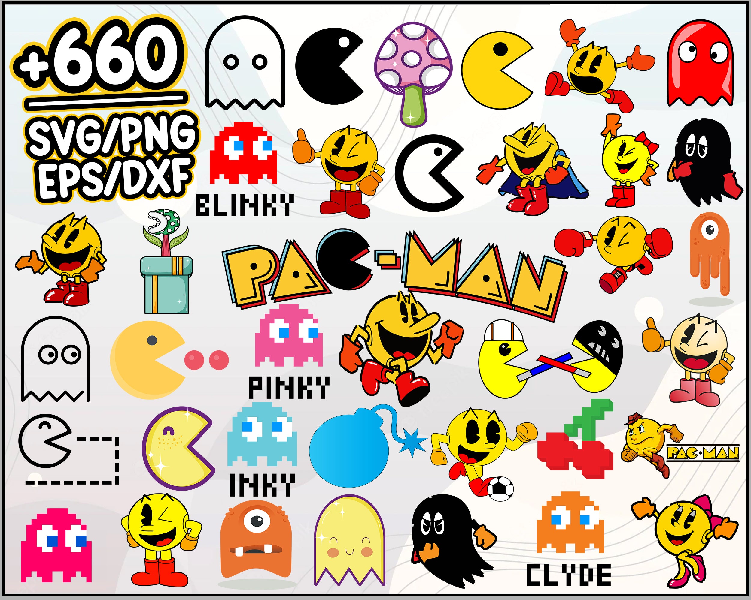 660+ Pacman SVG bundle, Pacman SVG for Cricut, Clipart, Printable, Pacman Game SVG, Cricut file, Cartoon svg, png, dxf, eps digital file