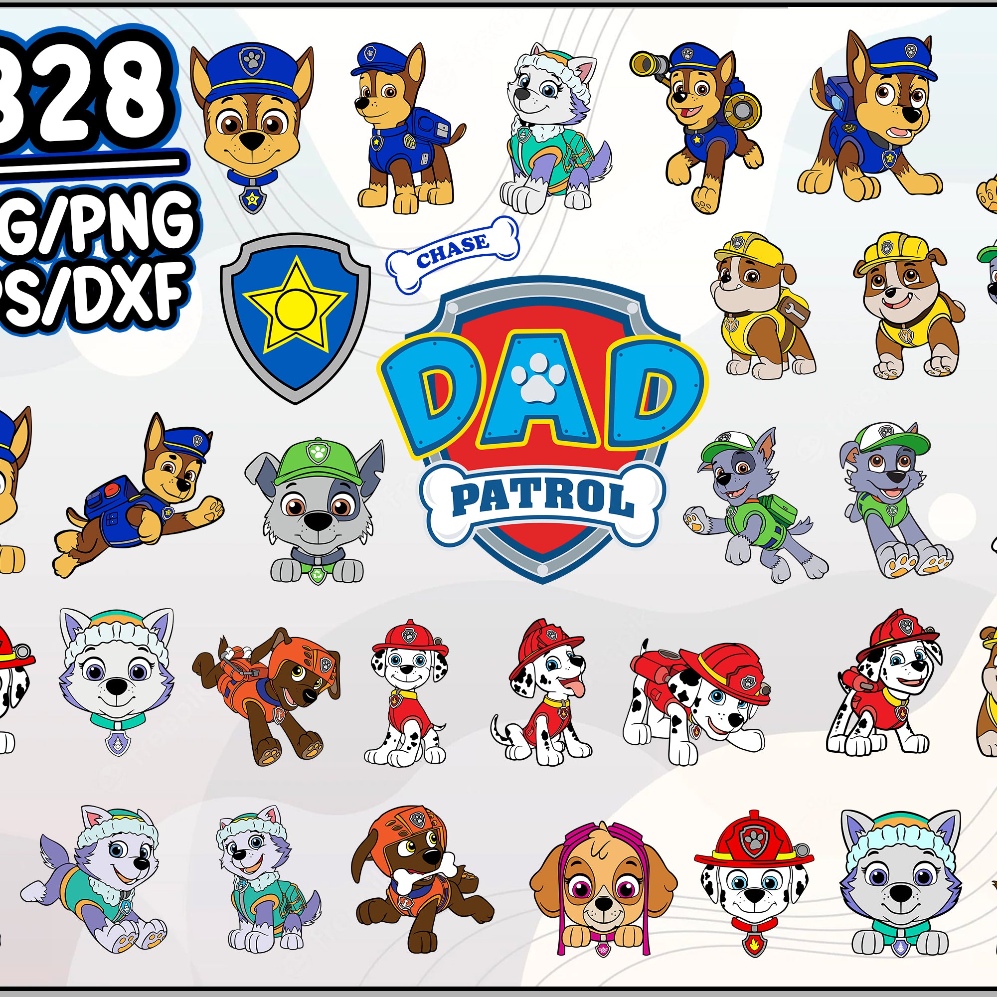328+ Paw Patrol Bundle Svg, Paw Patrol Cut File, Paw Patrol Vector, Cartoon svg, png, dxf, eps digital file