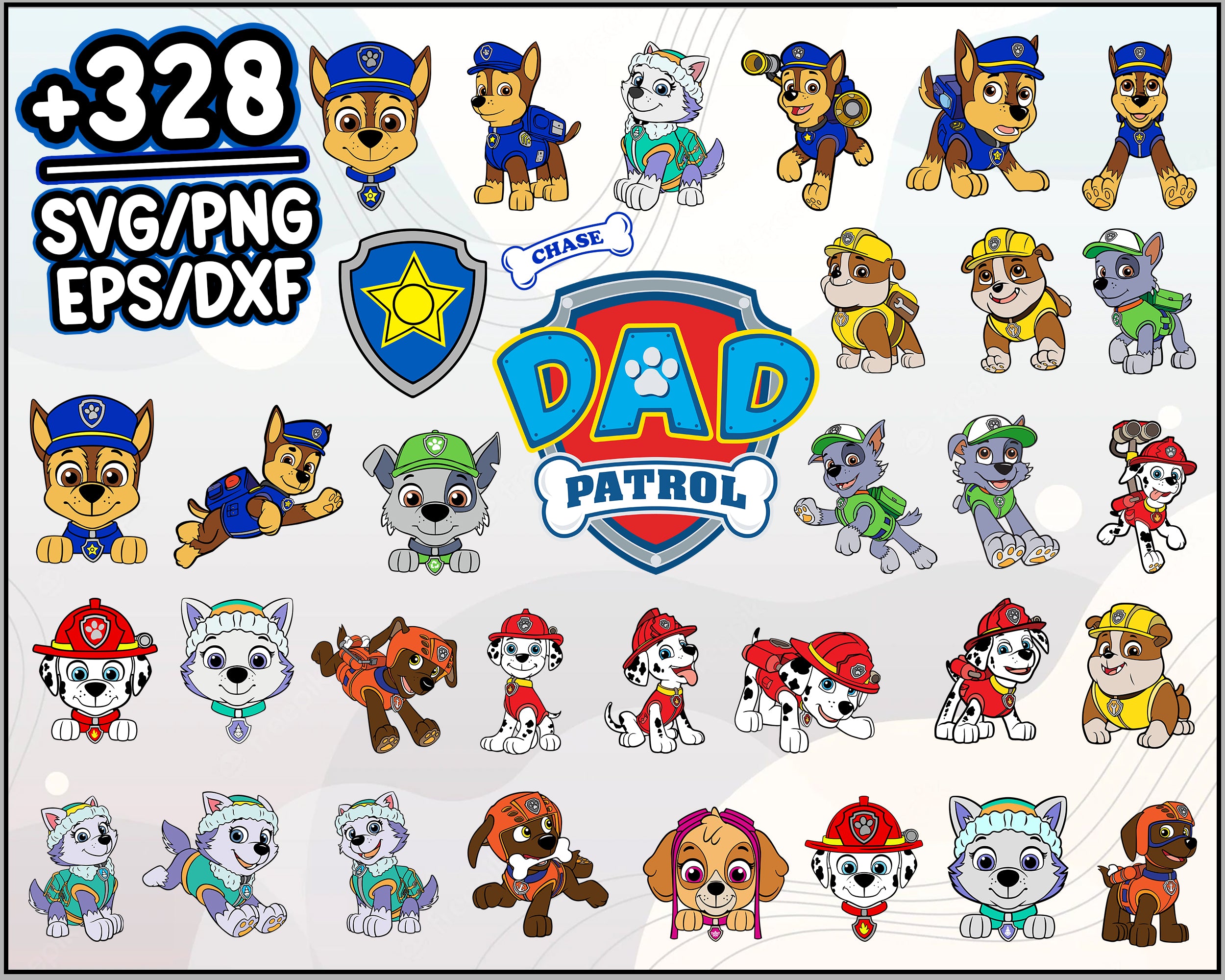 328+ Paw Patrol Bundle Svg, Paw Patrol Cut File, Paw Patrol Vector, Cartoon svg, png, dxf, eps digital file
