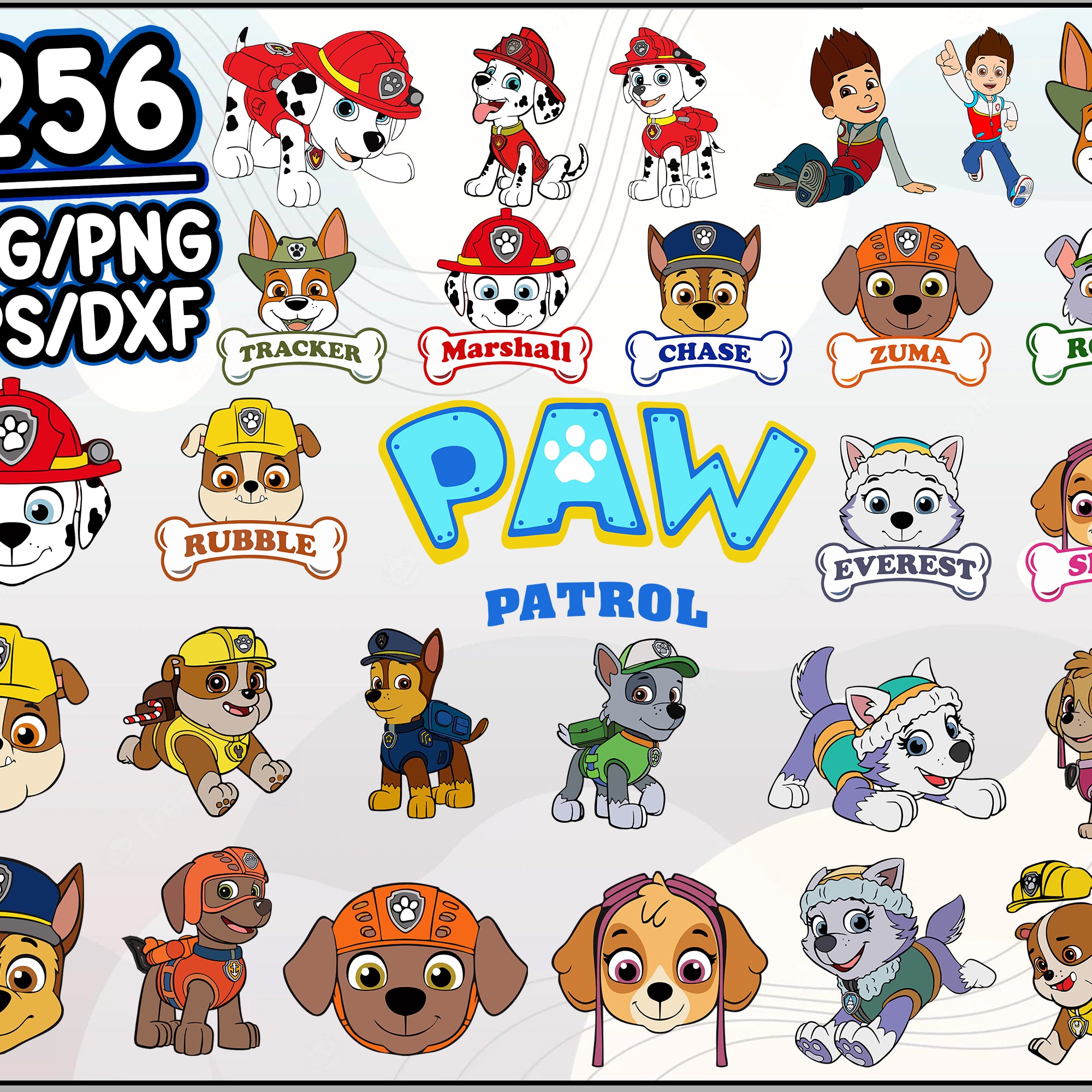 256+ Paw Patrol Bundle Svg, Paw Patrol Cut File, Paw Patrol Vector, Cartoon svg, png, dxf, eps digital file