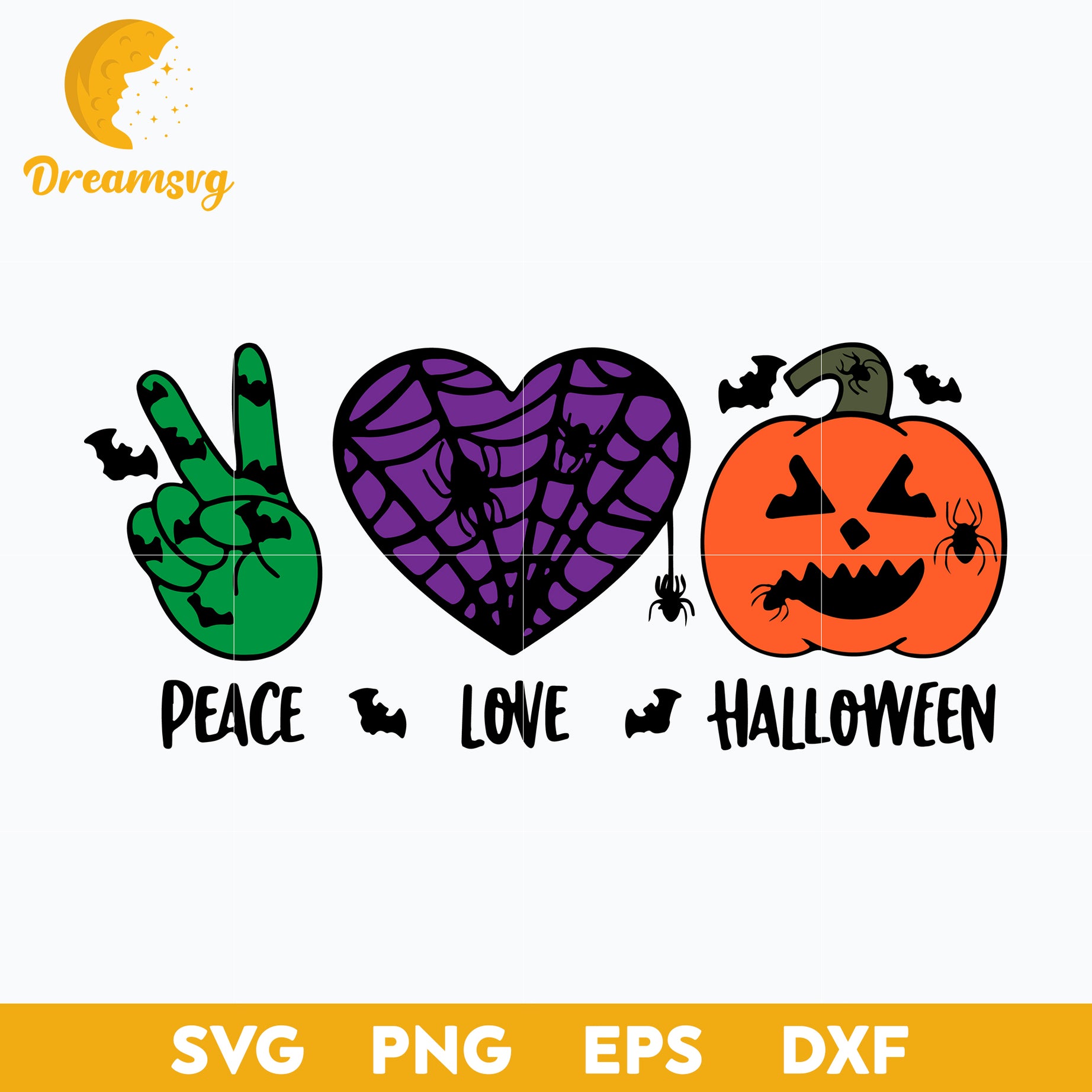 Peace Love Pumpkin Halloween svg, Halloween svg, png, dxf, eps digital file.