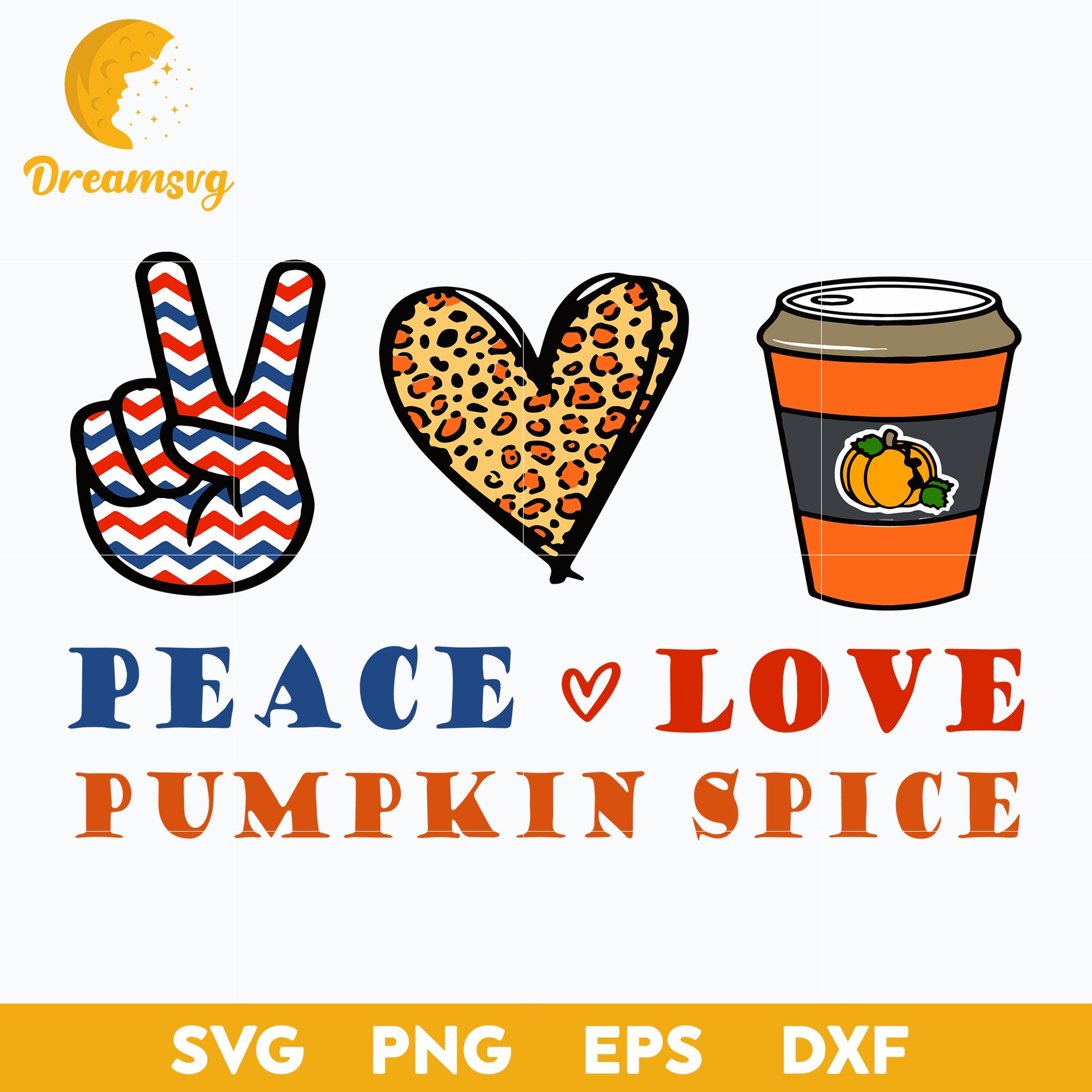 Peace Love Pumpkin Spice svg, Halloween svg, png, dxf, eps digital file.