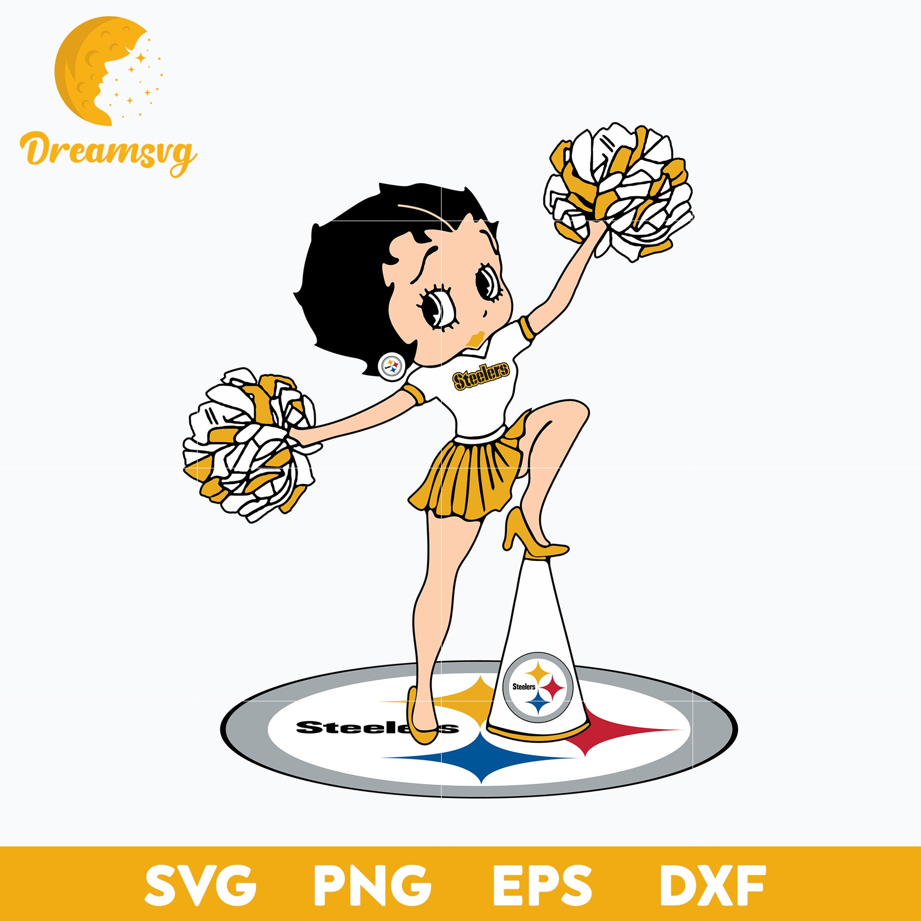 Pittsburgh Steelers Betty Boop Cheerleader Nfl Svg, Pittsburgh Steelers Svg, Sport Svg, Nfl Svg, Png, Dxf, Eps Digital File.
