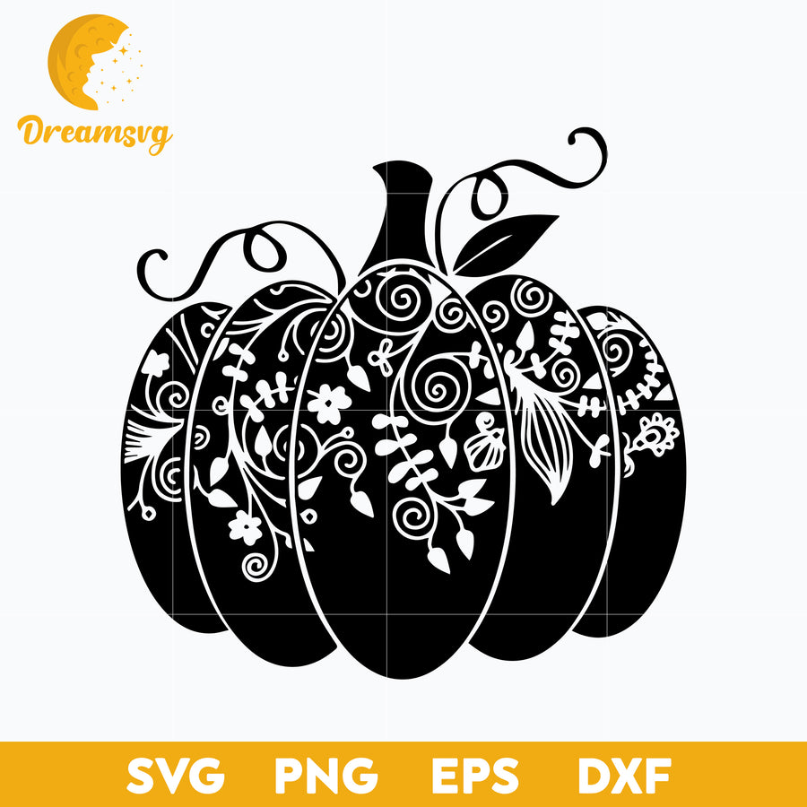 Pumpkin Floral Mandala svg, Halloween svg, png, dxf, eps digital file.