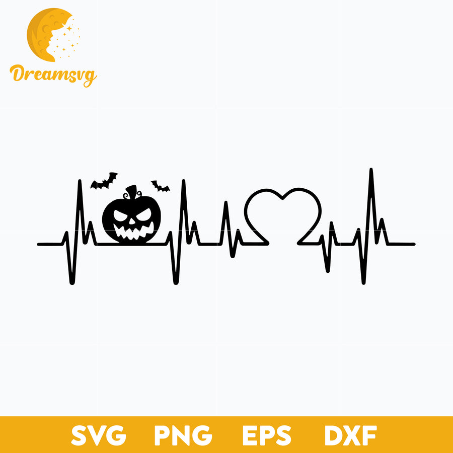 Pumpkin Heartbeat Halloween svg, Halloween svg, png, dxf, eps digital file.