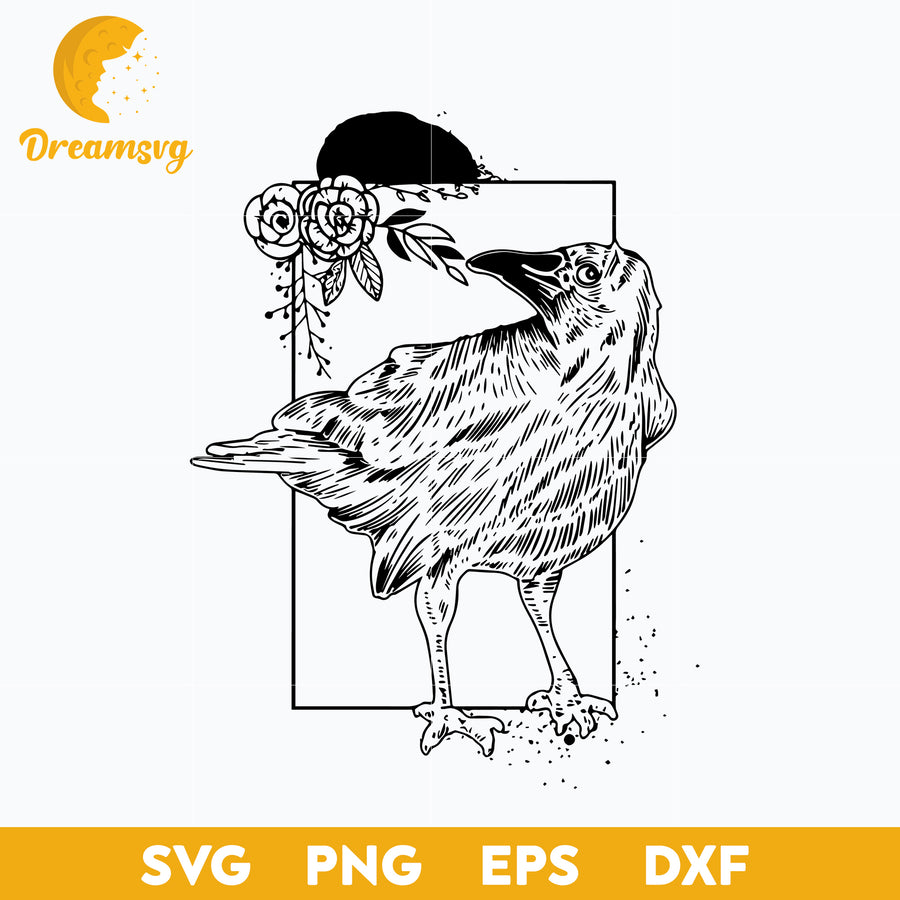 Raven Halloween Night Gift Idea Birds Crow svg, Halloween svg, png, dxf, eps digital file.