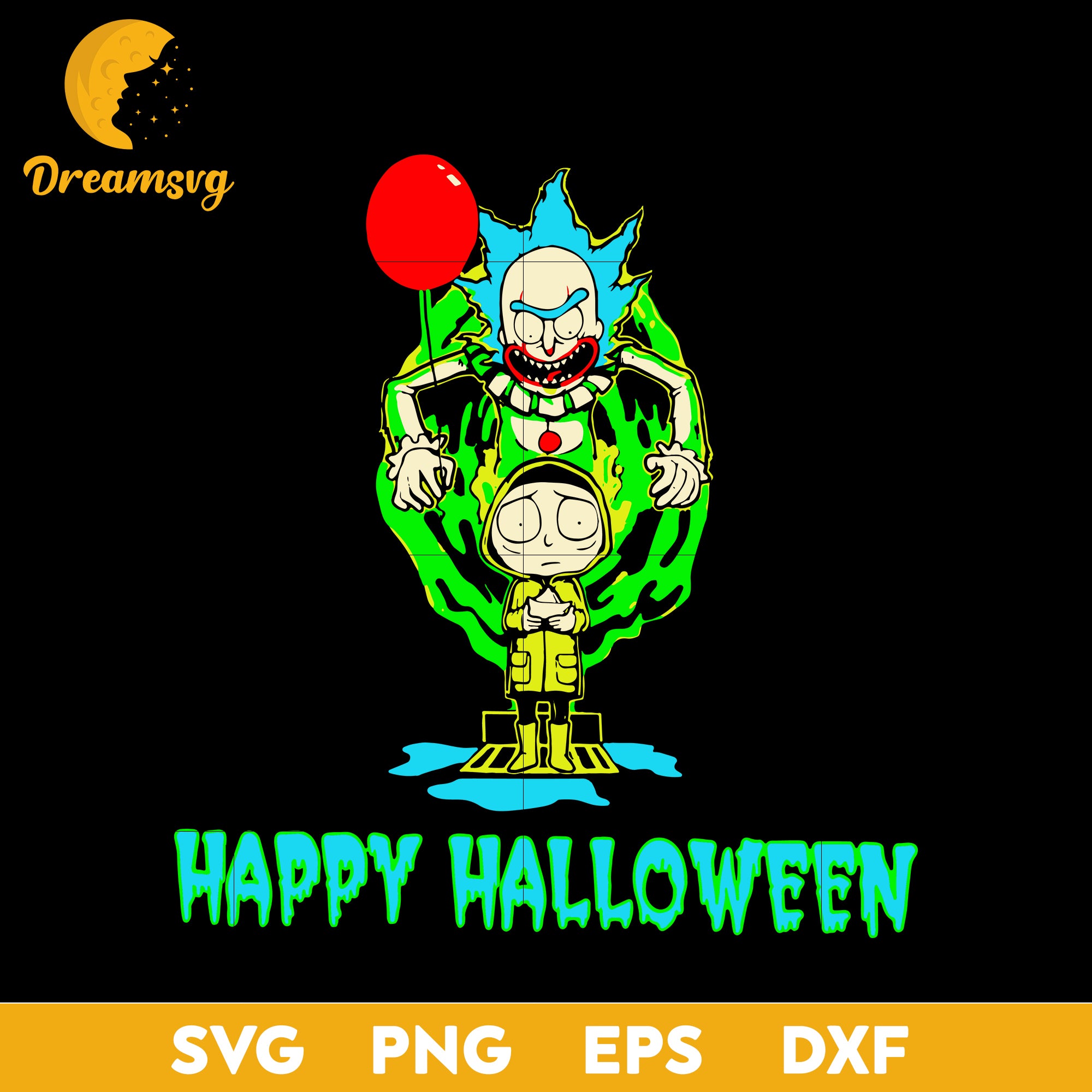 Rick And Morty Pennywise IT Halloween svg, Halloween svg, png, dxf, eps digital file.