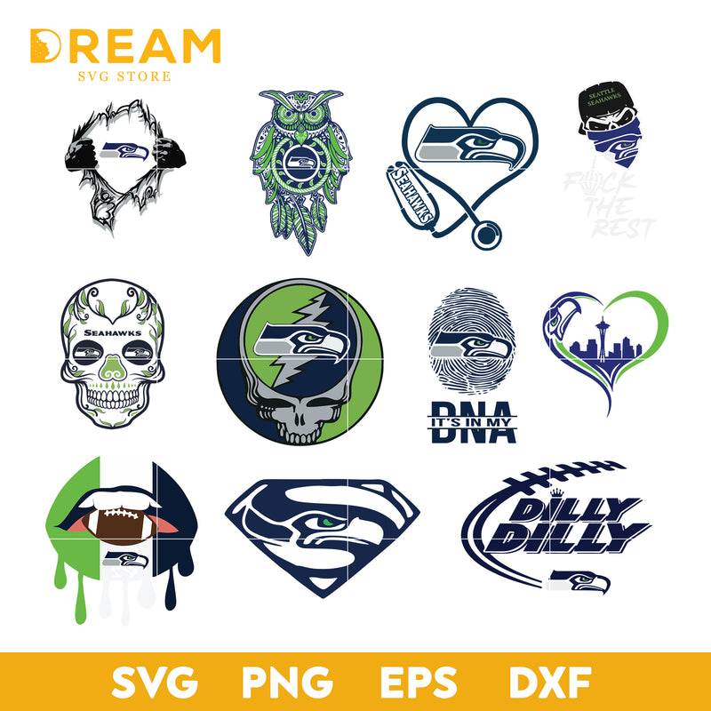 Seattle Seahawks bundle svg, Seattle Seahawks svg, NFL svg, png, dxf, eps digital file