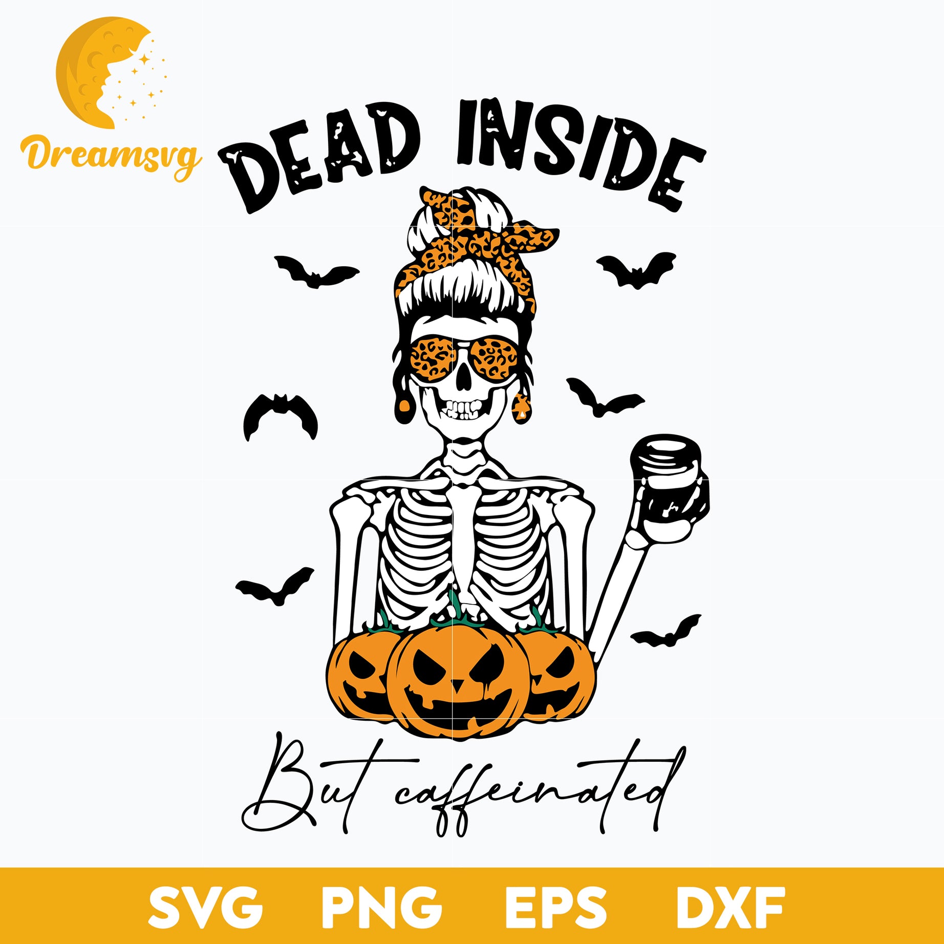 Skeleton Dead Inside Halloween svg, Halloween svg, png, dxf, eps digital file.