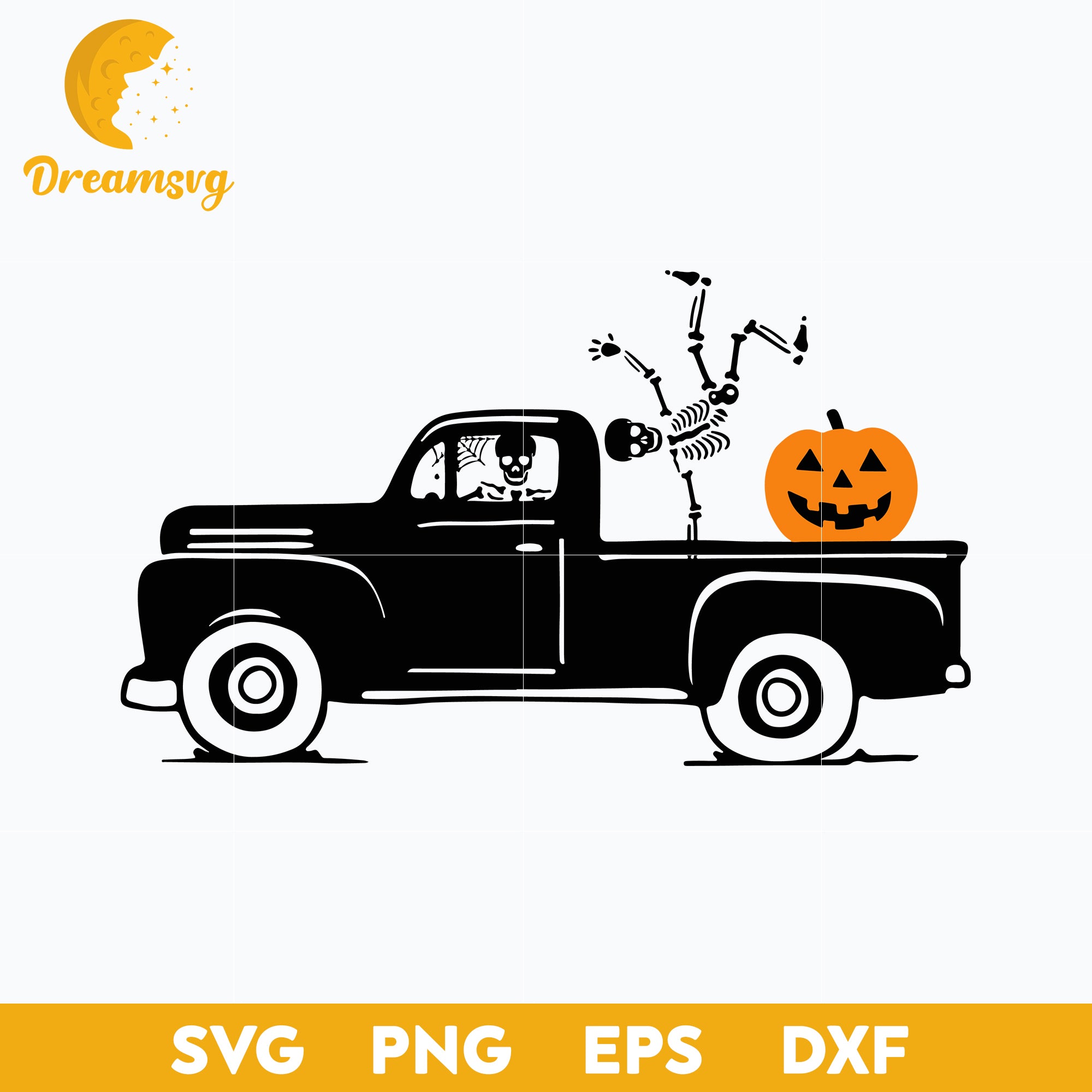 Skeleton Truck Pumpkin Halloween svg, Halloween svg, png, dxf, eps digital file.