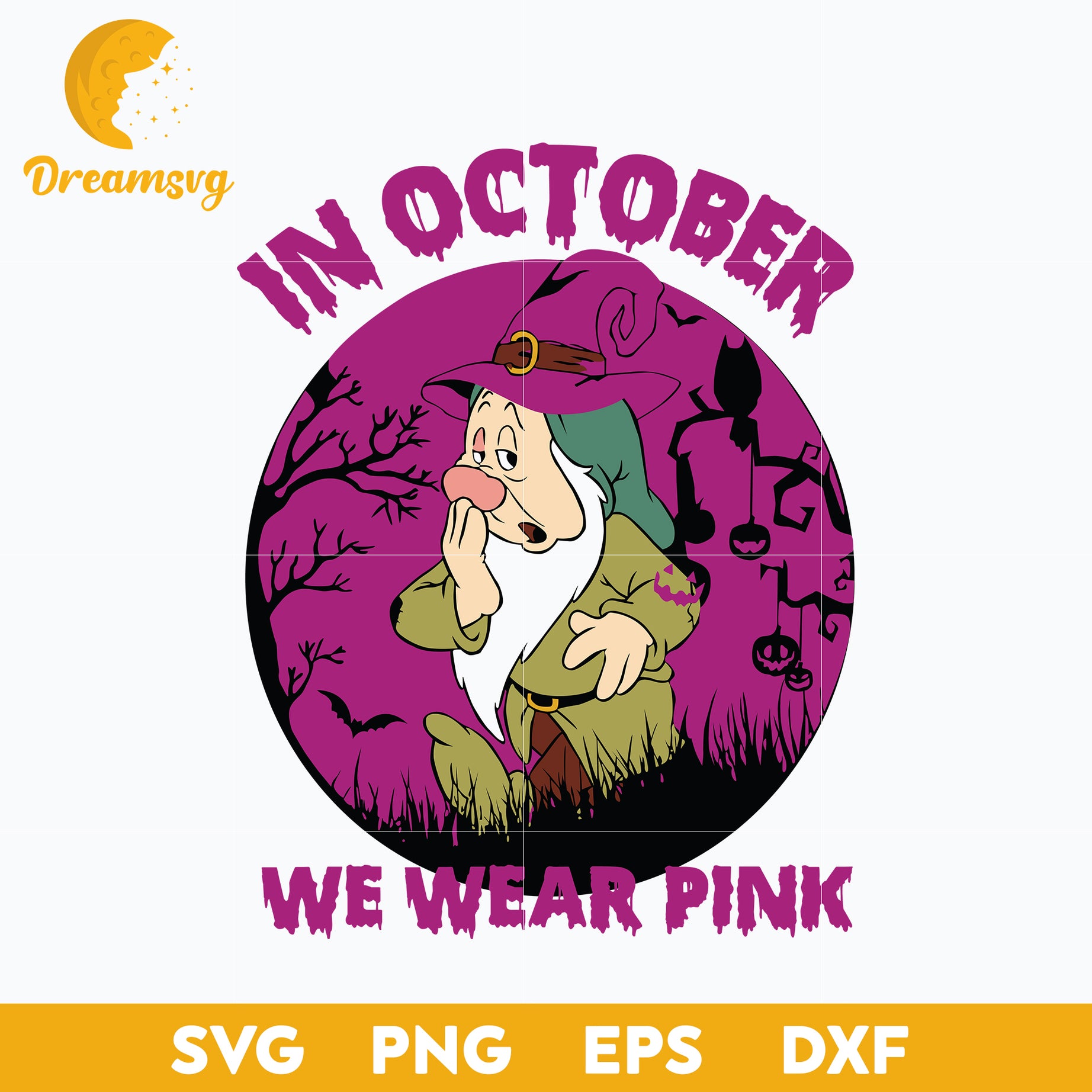 Sleepy In October We Wear Pink Halloween svg, Halloween svg, png, dxf, eps digital file.