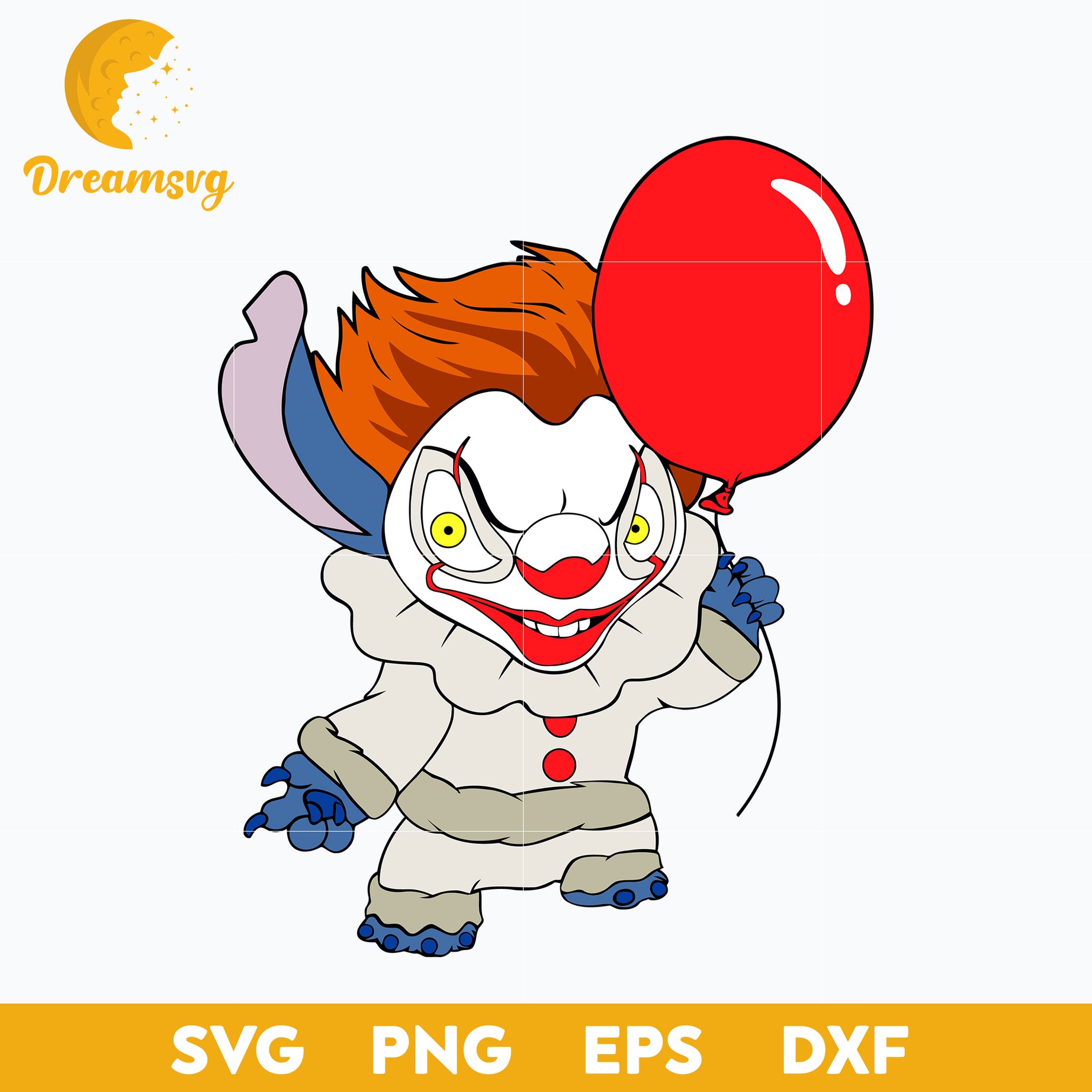 Stitch Pennywise Halloween SVG, Stitch Pennywise SVG Halloween SVG, PNG, DXF, EPS digital file