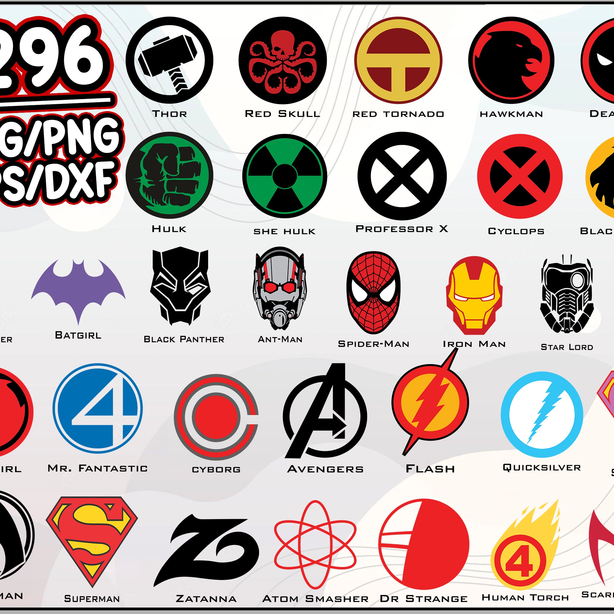 296+ Superhero Icons Svg Bundle, Marvel Svg, Avengers Svg, Cartoon svg, png, dxf, eps digital file