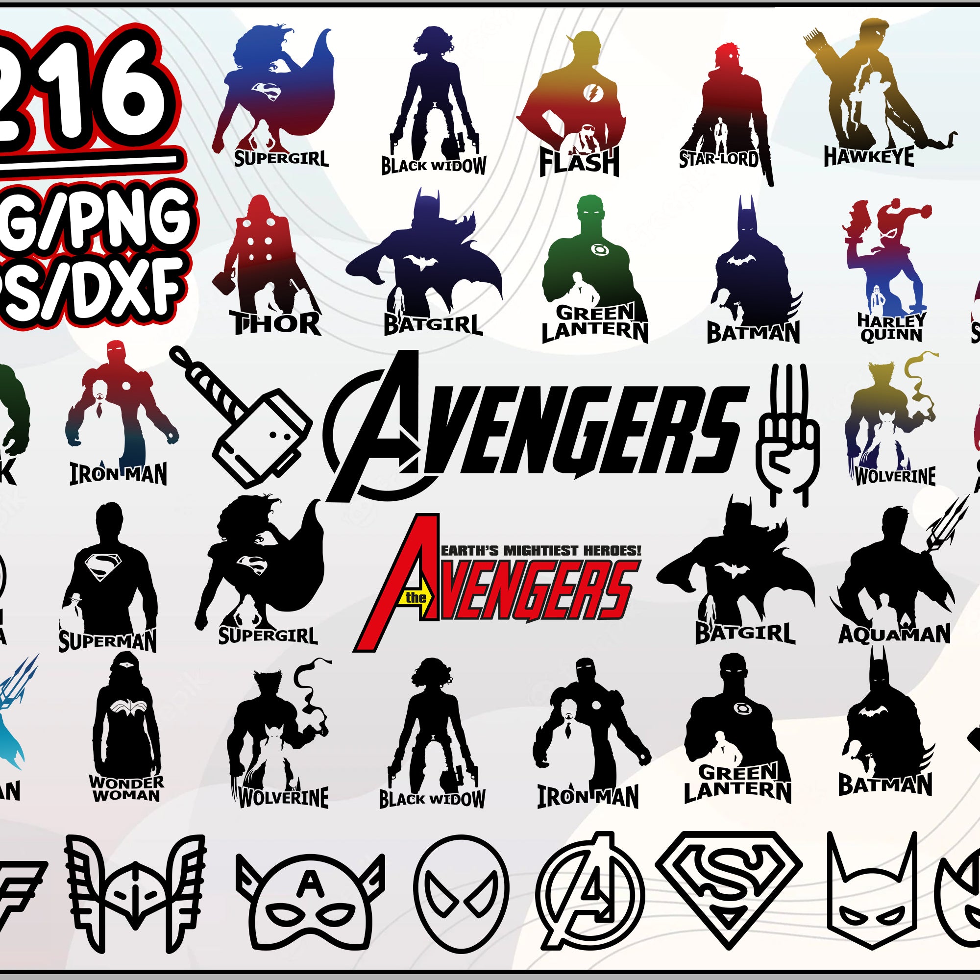 216+ Superhero SVG Bundle, Marvel SVG Mega Bundle, Iron Man Svg, Captain America, Thor, Hulk, Endgame Avenger, Cartoon svg, png, dxf, eps digital file