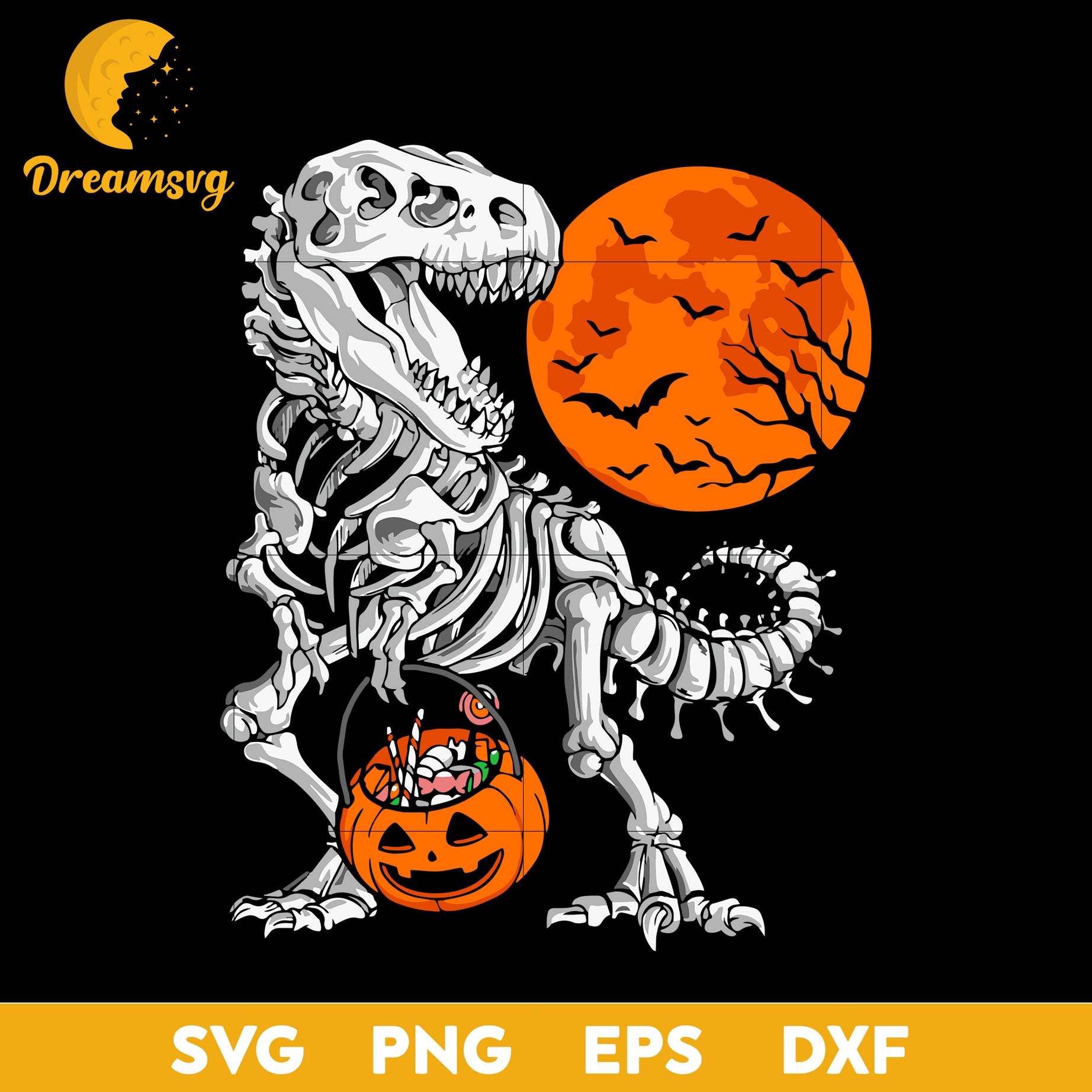 T rex Trick Or Treat svg, Halloween svg, png, dxf, eps digital file.