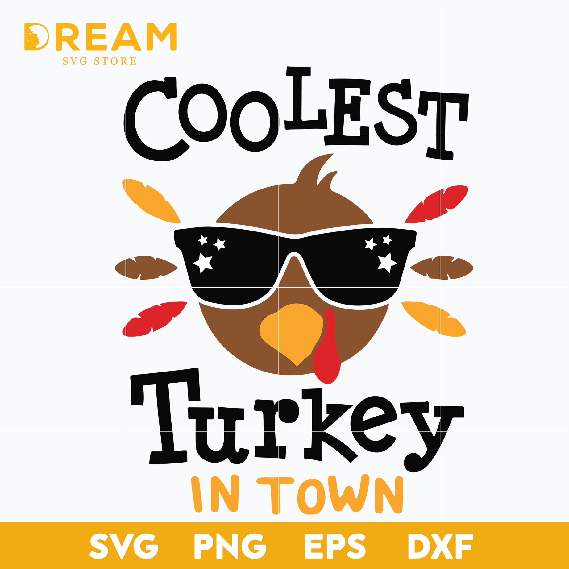 Coolest turkey in town svg, thanksgiving day svg, png, dxf, eps digital file TGV0211202L