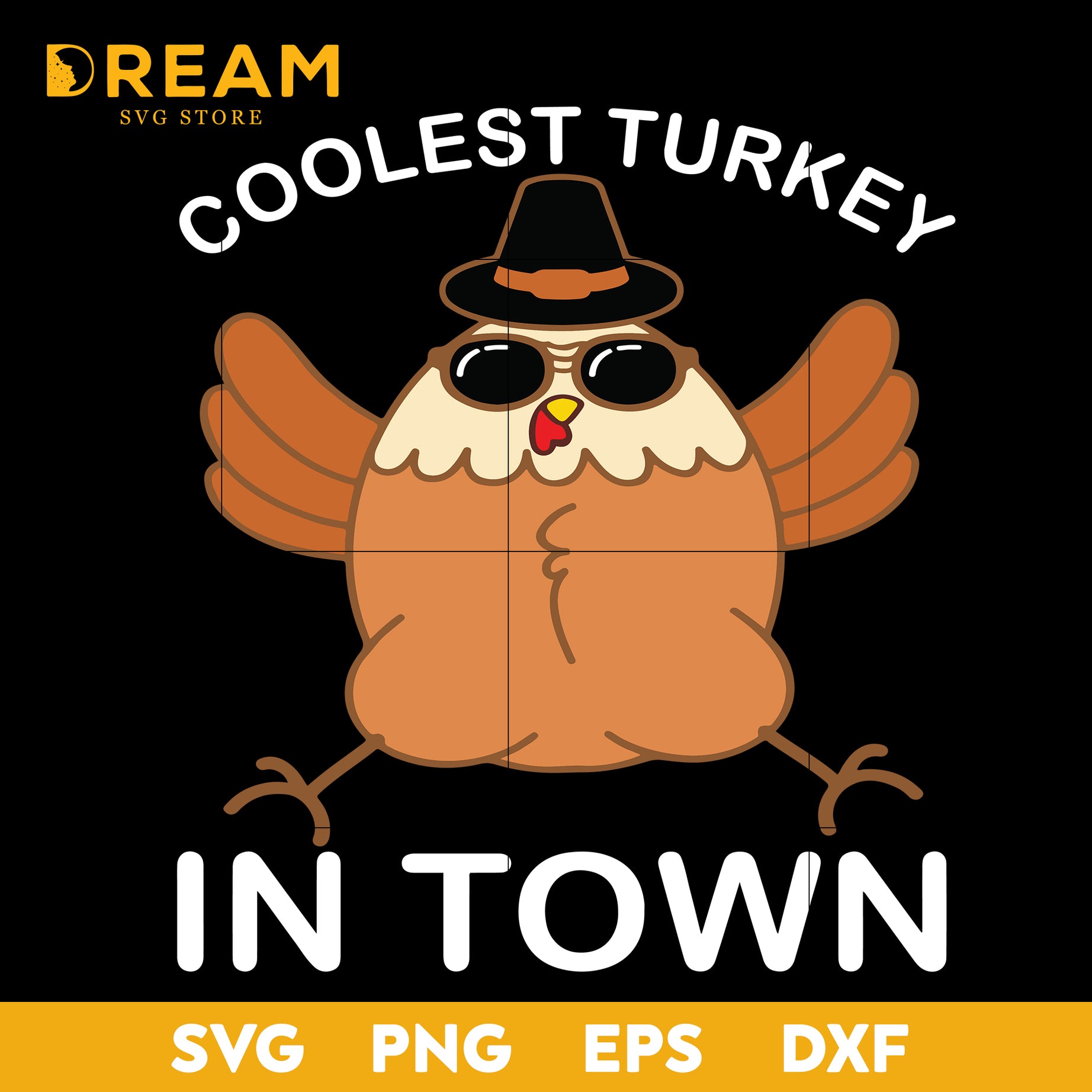 Coolest turkey in town svg, thanksgiving day svg, png, dxf, eps digital file TGV0211205L