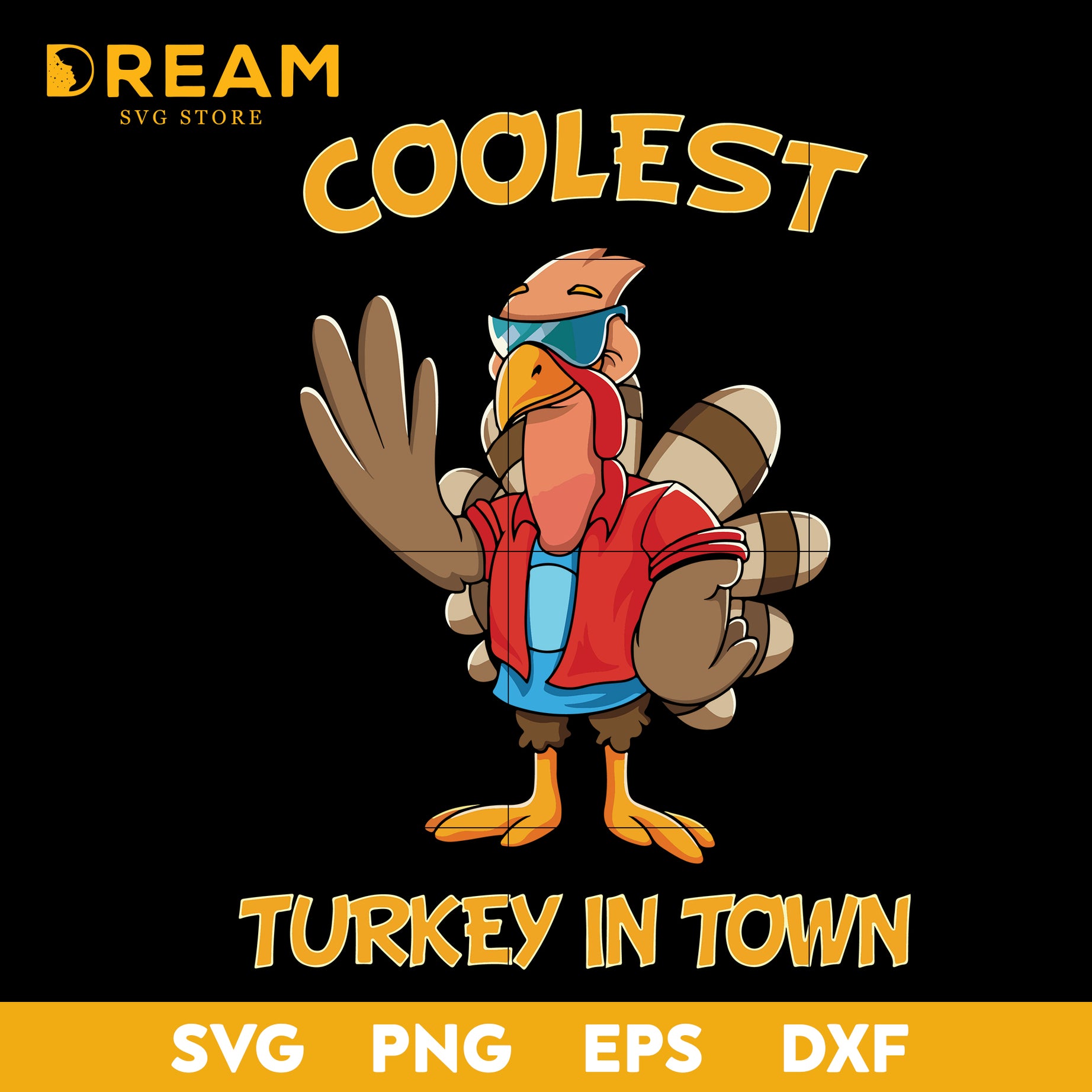 Coolest turkey in town svg, thanksgiving day svg, png, dxf, eps digital file TGV0211206L