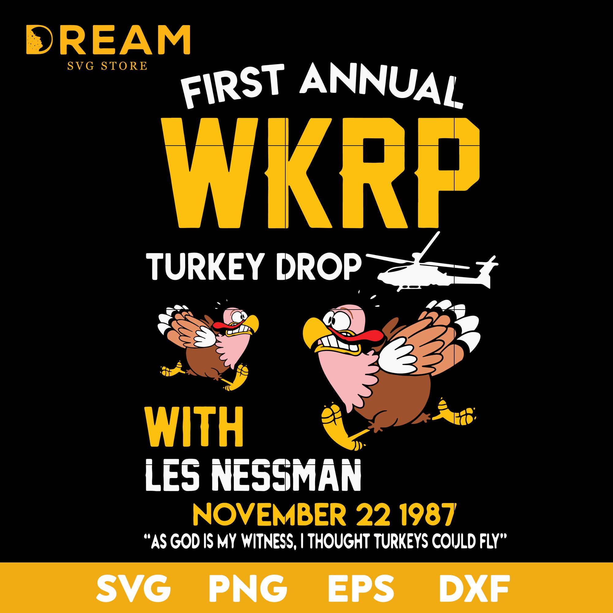 First annual wkrp turkey drop with les nessman november 22 1987 svg, t
