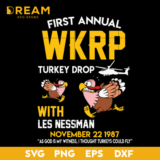 First annual wkrp turkey drop with les nessman november 22 1987 svg, thanksgiving day svg, png, dxf, eps digital file TGV0311202L