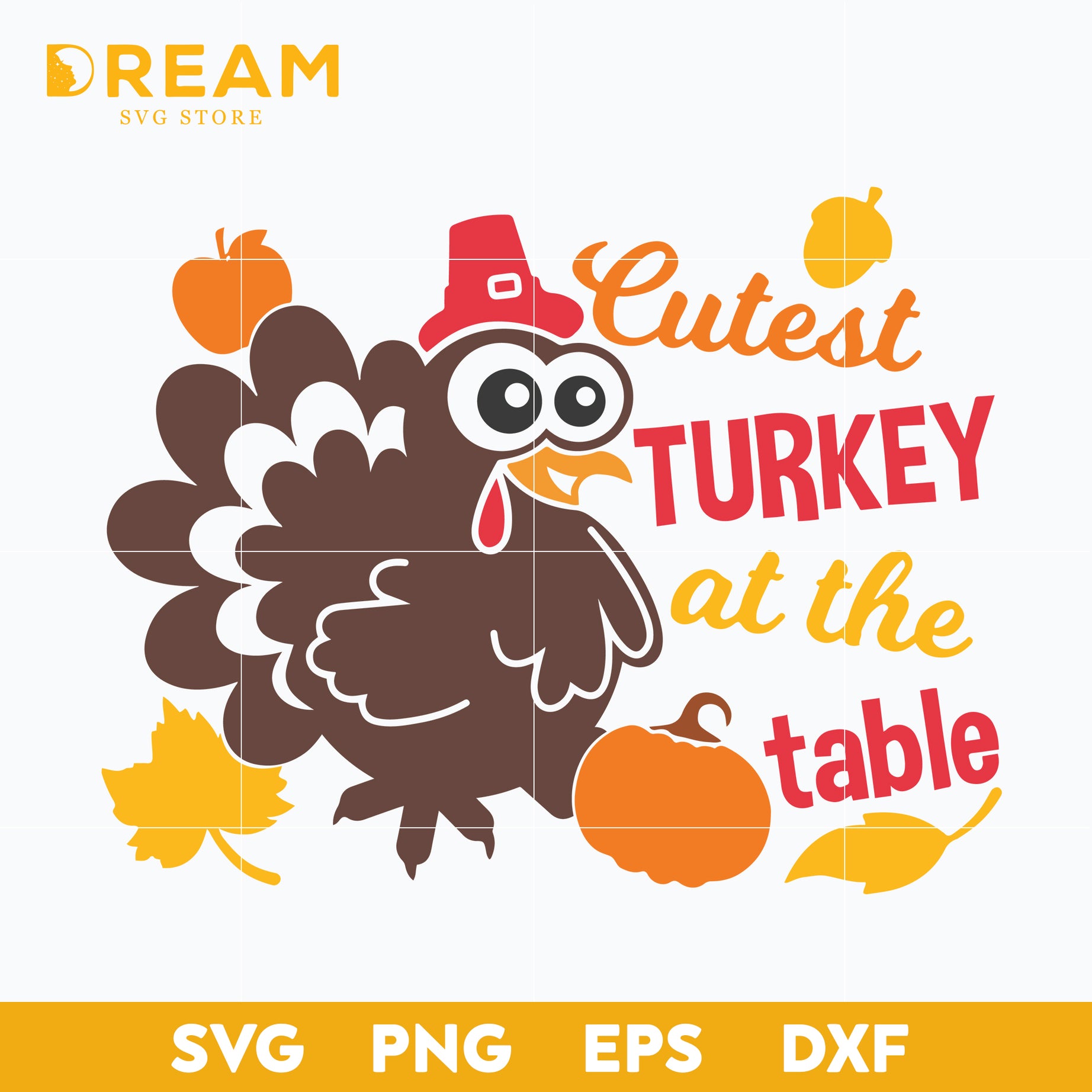 Cutest turkey at the table svg, thanksgiving day svg, png, dxf, eps digital file TGV04112013L