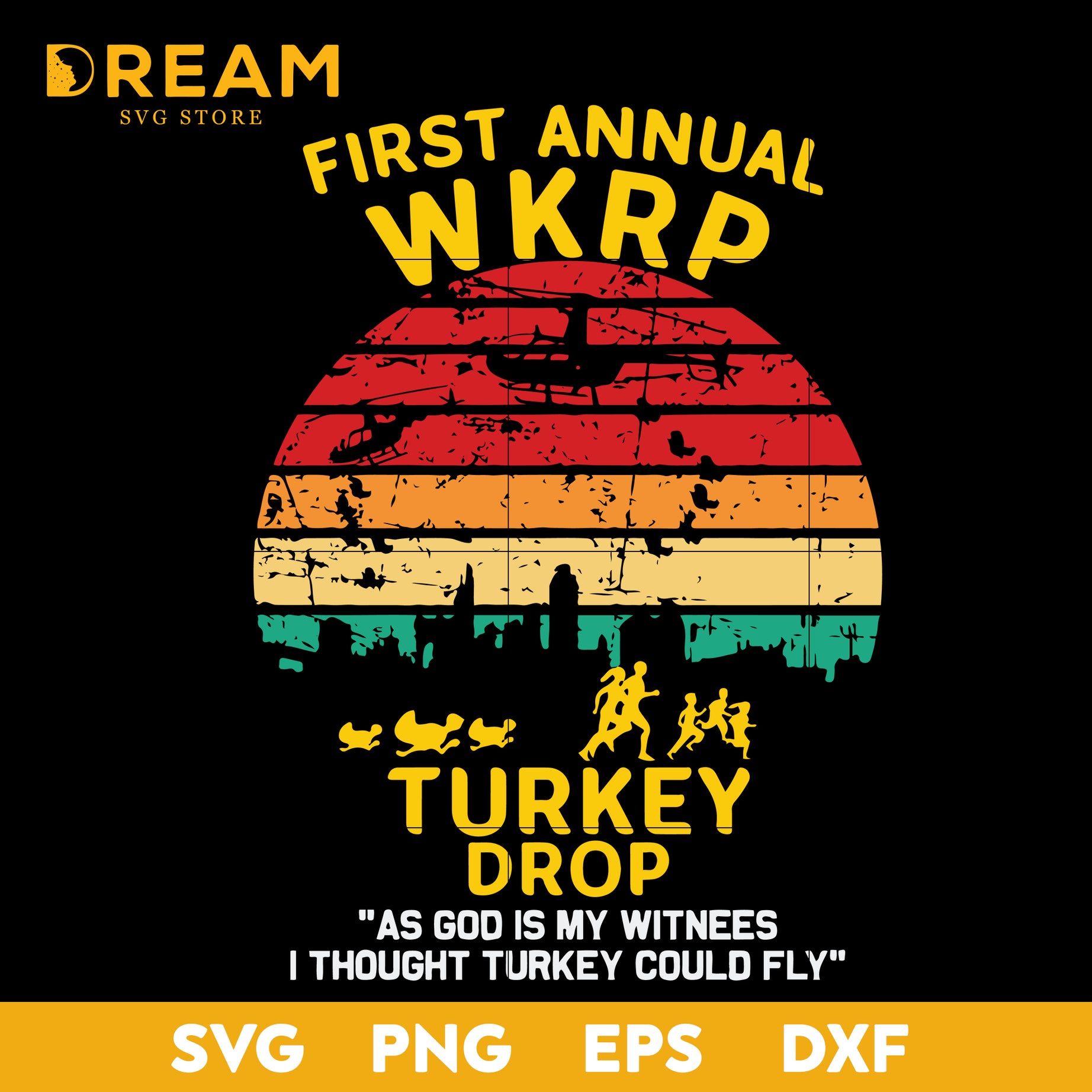 First annual wkrp turkey drop svg, thanksgiving day svg, png, dxf, eps digital file TGV0411202L