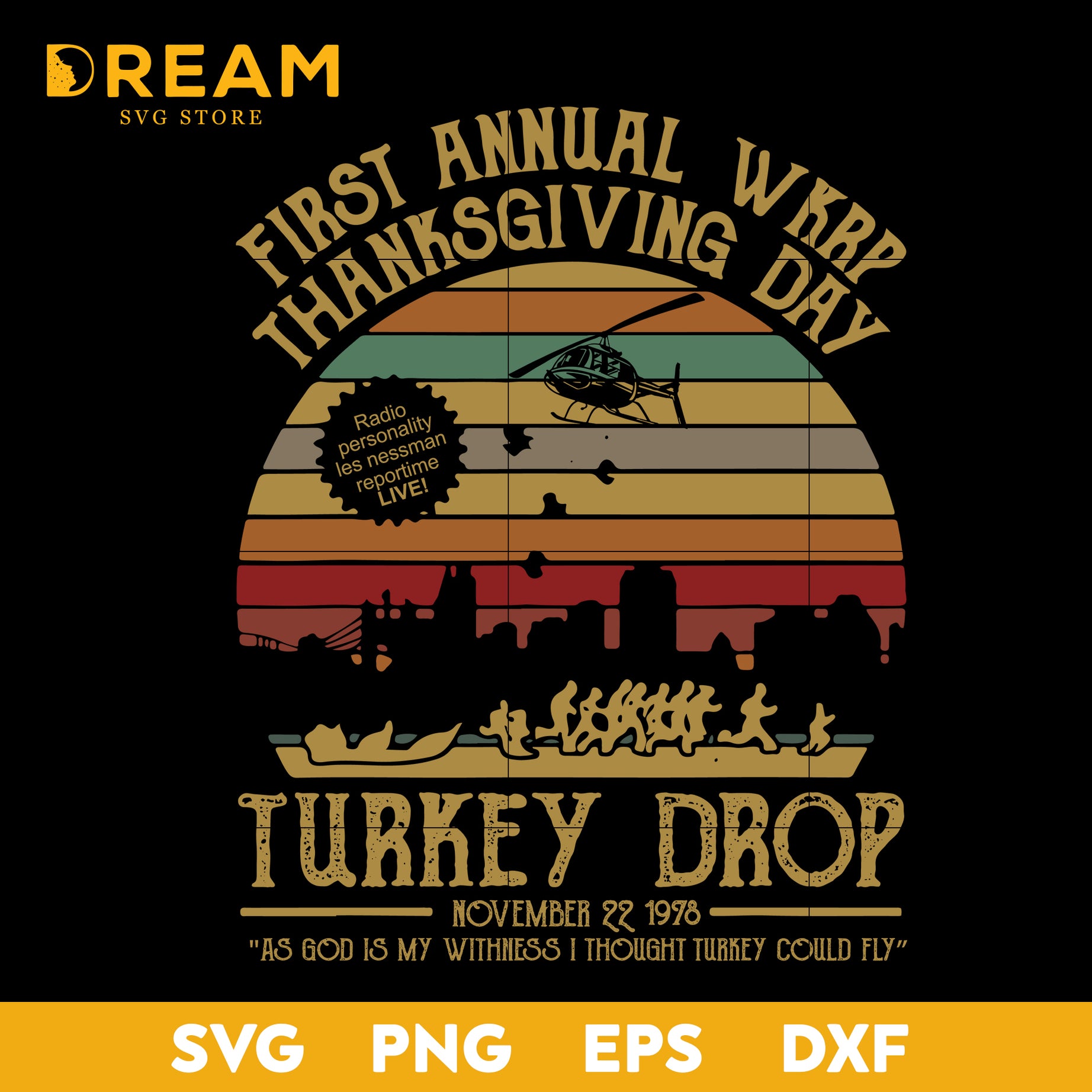 First annual wkrp thanksgiving day turkey drop svg, thanksgiving day svg, png, dxf, eps digital file TGV0411207L