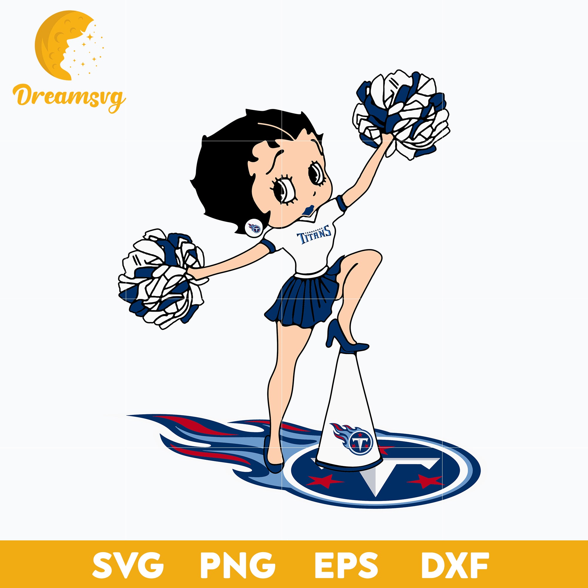 Tennessee Titans Betty Boop Cheerleader Nfl Svg, Tennessee Titans Svg, Sport Svg, Nfl Svg, Png, Dxf, Eps Digital File.