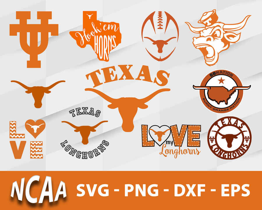 Texas Longhorns Svg Bundle, Texas Longhorns Svg, Sport Svg, Ncaa Svg, Png, Dxf, Eps Digital file.