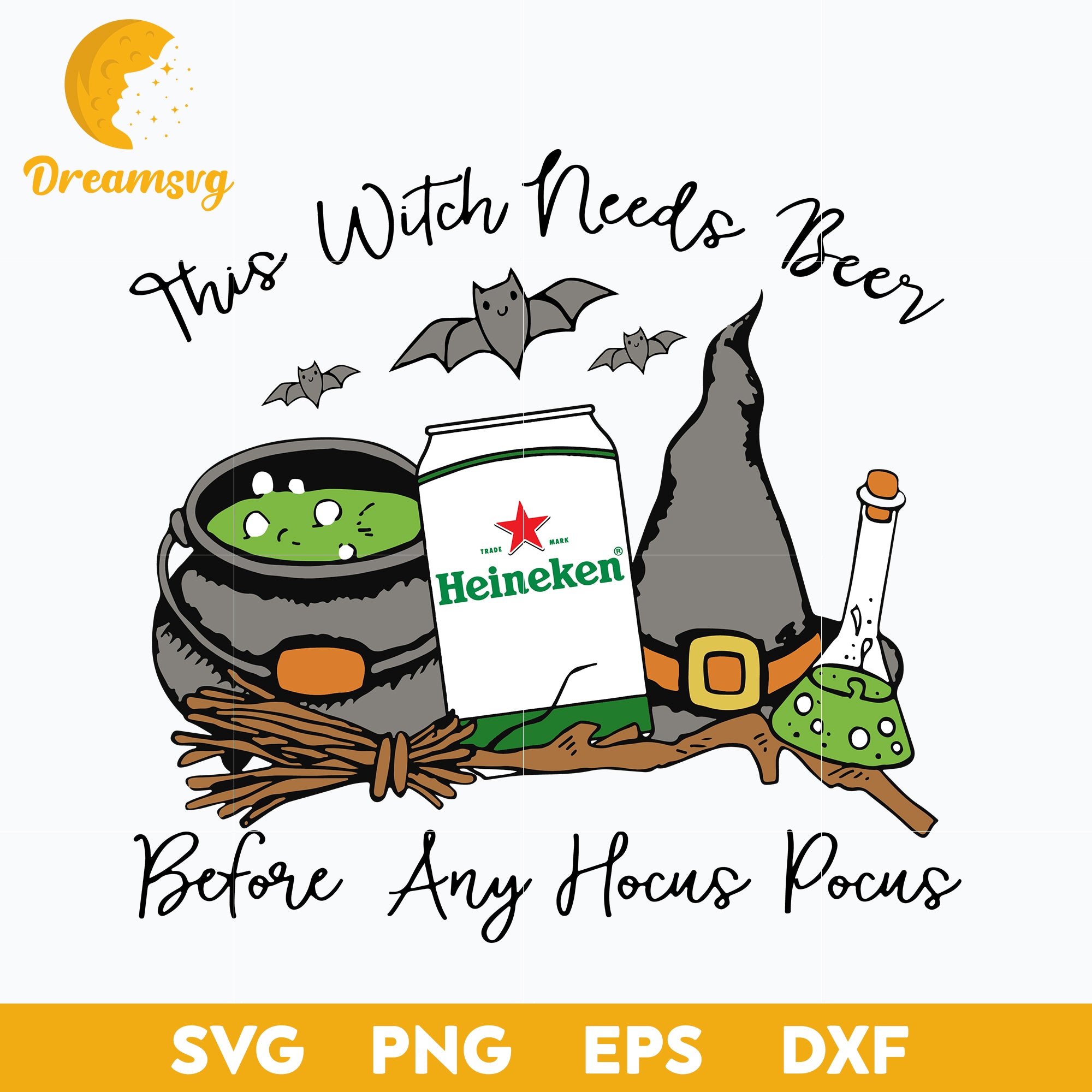 This Witch Needs Beer Heineken svg, Halloween svg, png, dxf, eps digital file.