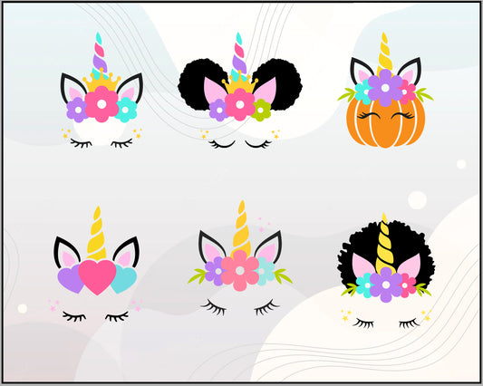 Unicorn bundle svg, unicorn horn, unicorn clipart, unicorn face svg, unicorn svg file, Cartoon svg, png, dxf, eps digital file