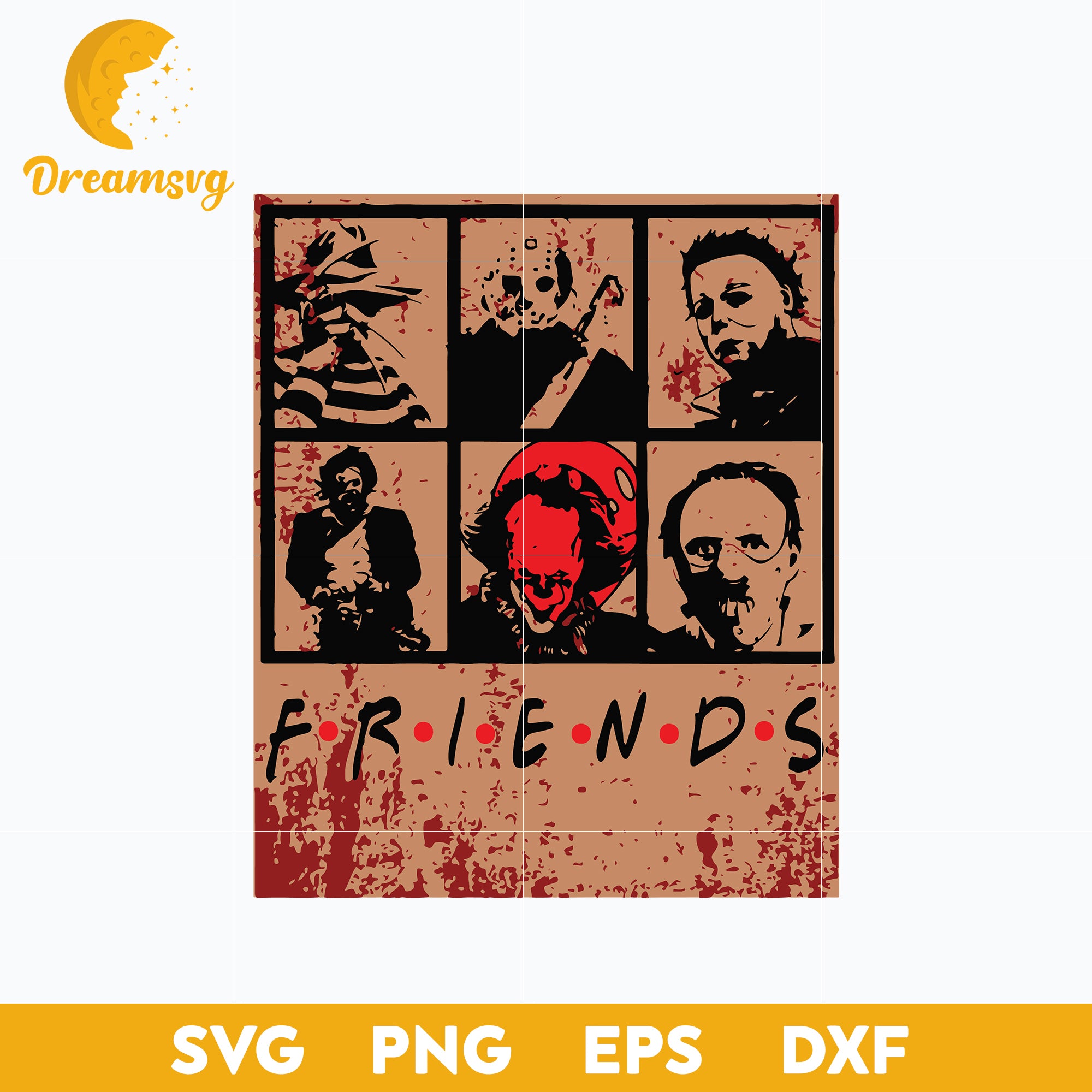 Vintage Horror Friends svg, Halloween svg, png, dxf, eps digital file.