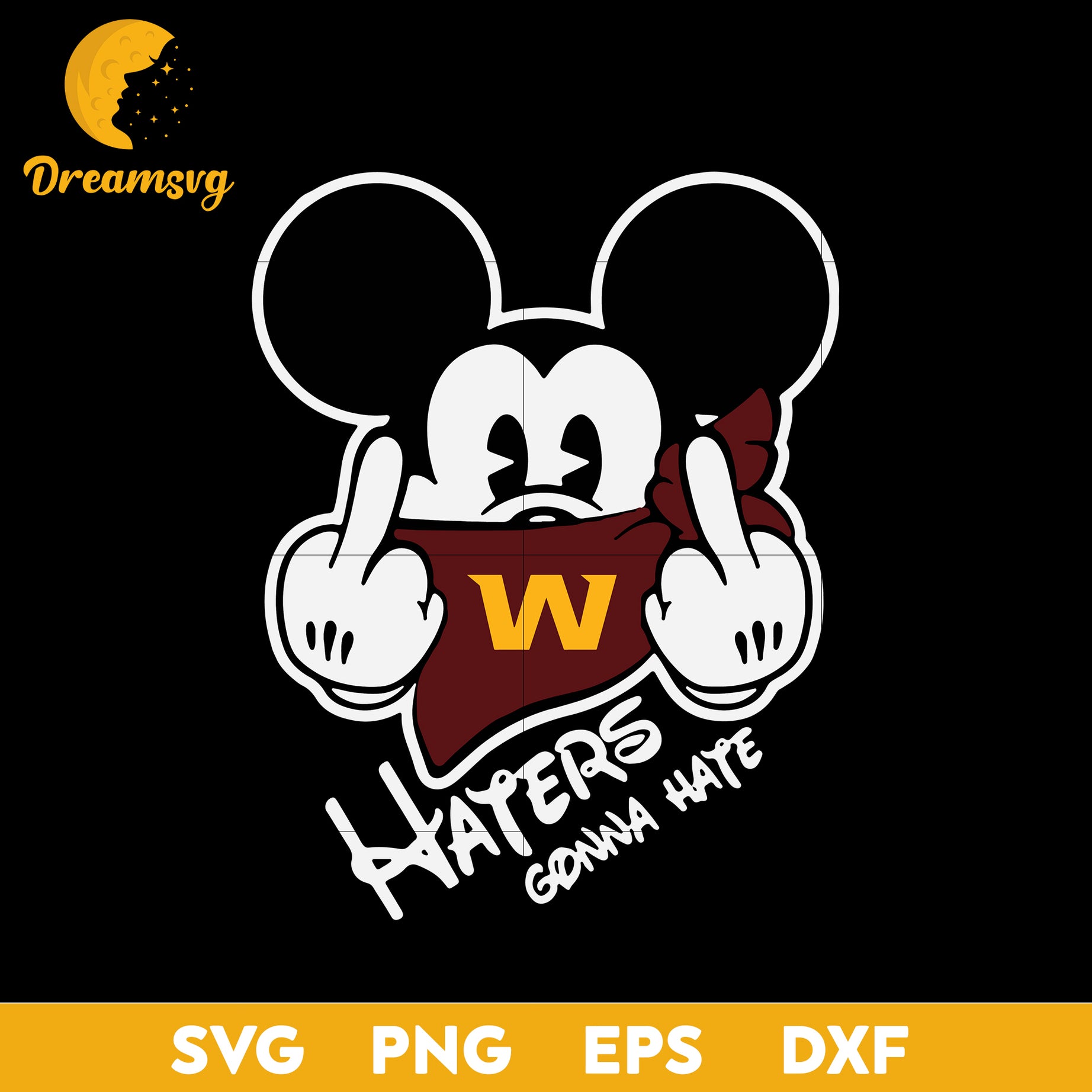 Washington Football Team, Mickey, Haters Gonna Hate Svg, Nfl Svg, Png, Dxf, Eps Digital File.