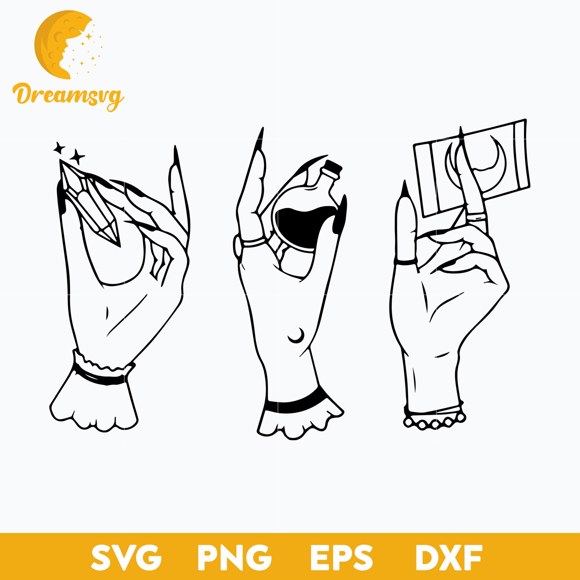 Witch Hands Grunge Aesthetic Halloween Tarot svg, Halloween svg, png, dxf, eps digital file.
