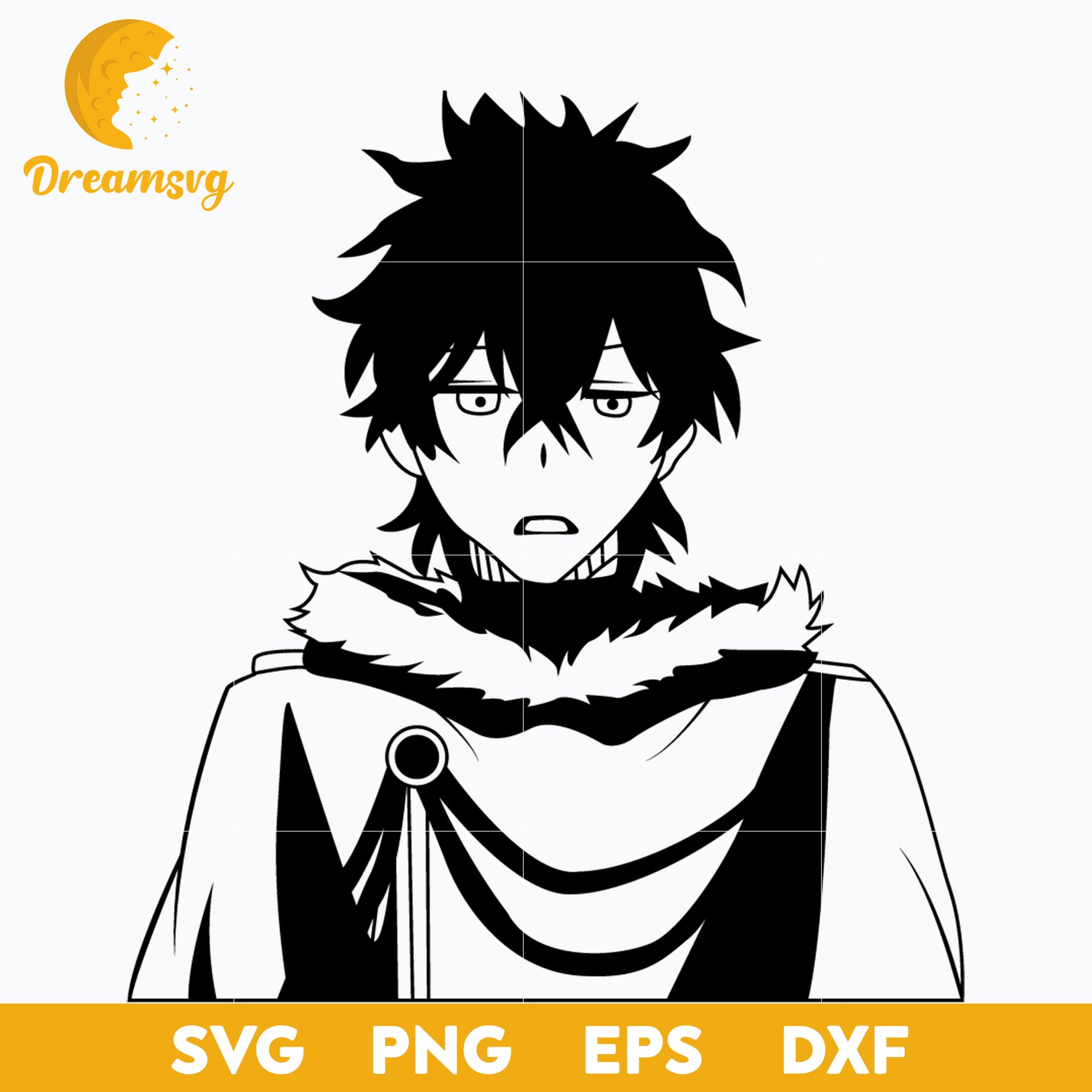 Yuno Black Clover Svg, Black Clover Manga Svg, Japanese Anime Svg, Anime Cartoon Svg, png, eps, dxf digital download.