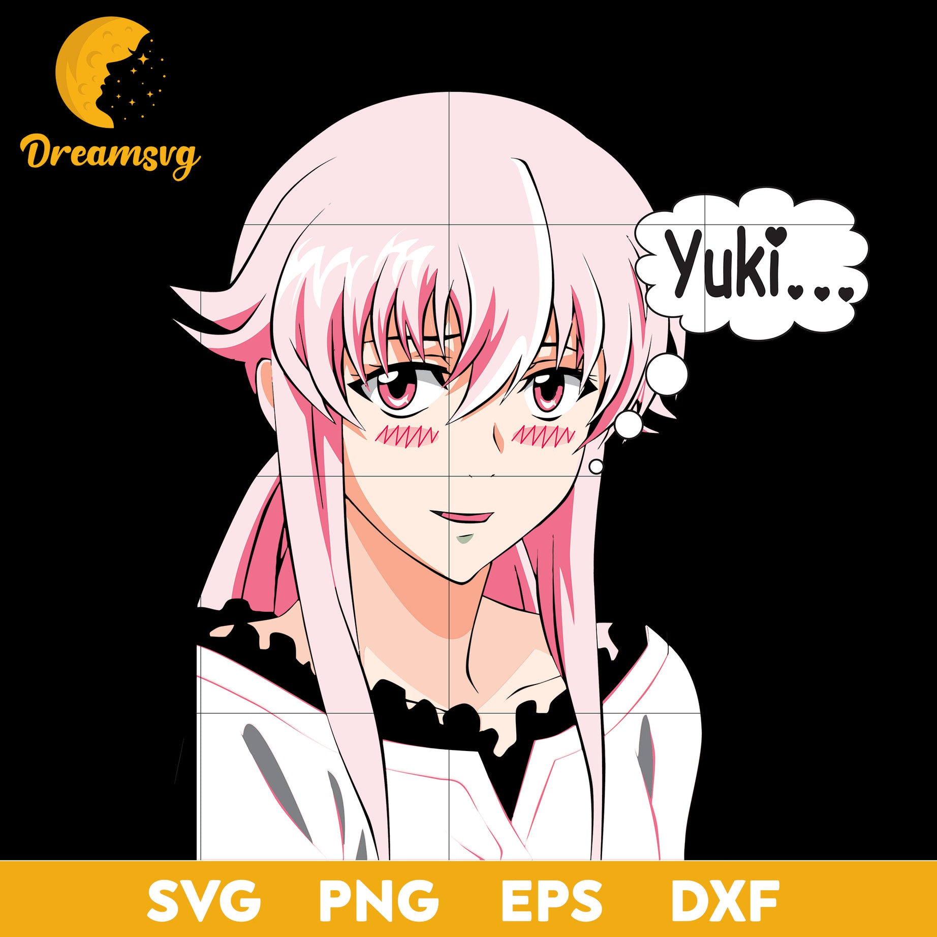 Yuno Gasai Svg, Mirai Nikki Gasai Yuno Svg, Yuki Svg, Anime Svg, Gasai Anime Svg, Love Anime Svg, png, eps, dxf digital download.